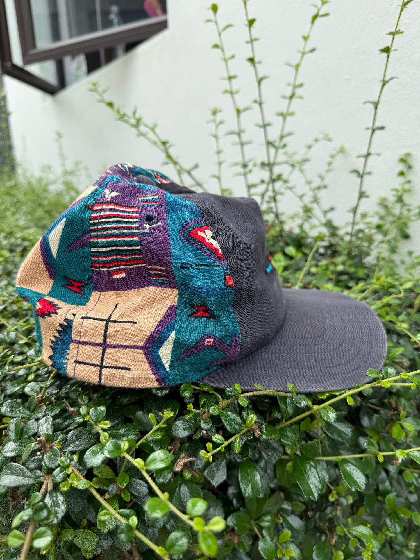 Vintage Tribal Pattern Snapback Cap Made in USA Aztec Style 90s Streetwear