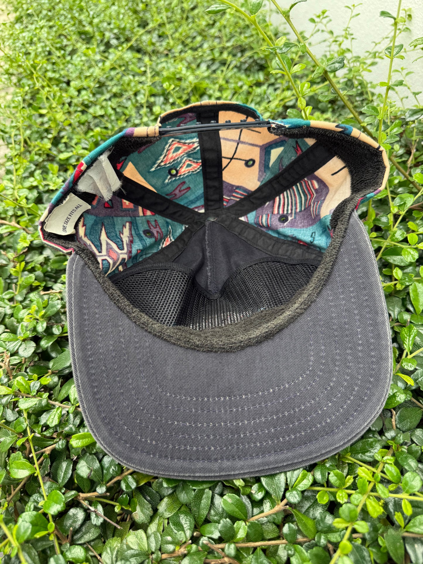 Vintage Tribal Pattern Snapback Cap Made in USA Aztec Style 90s Streetwear