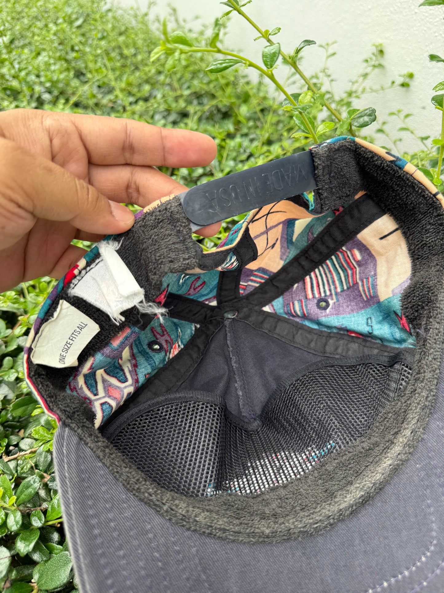 Vintage Tribal Pattern Snapback Cap Made in USA Aztec Style 90s Streetwear