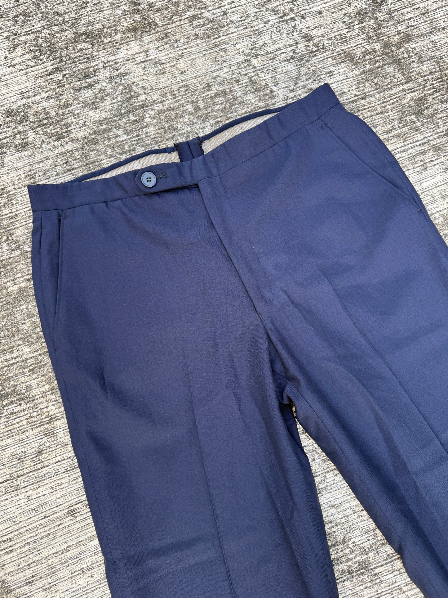 Vintage 1960s Gabardine Navy Trousers Warren K. Cook Custom Tailoring