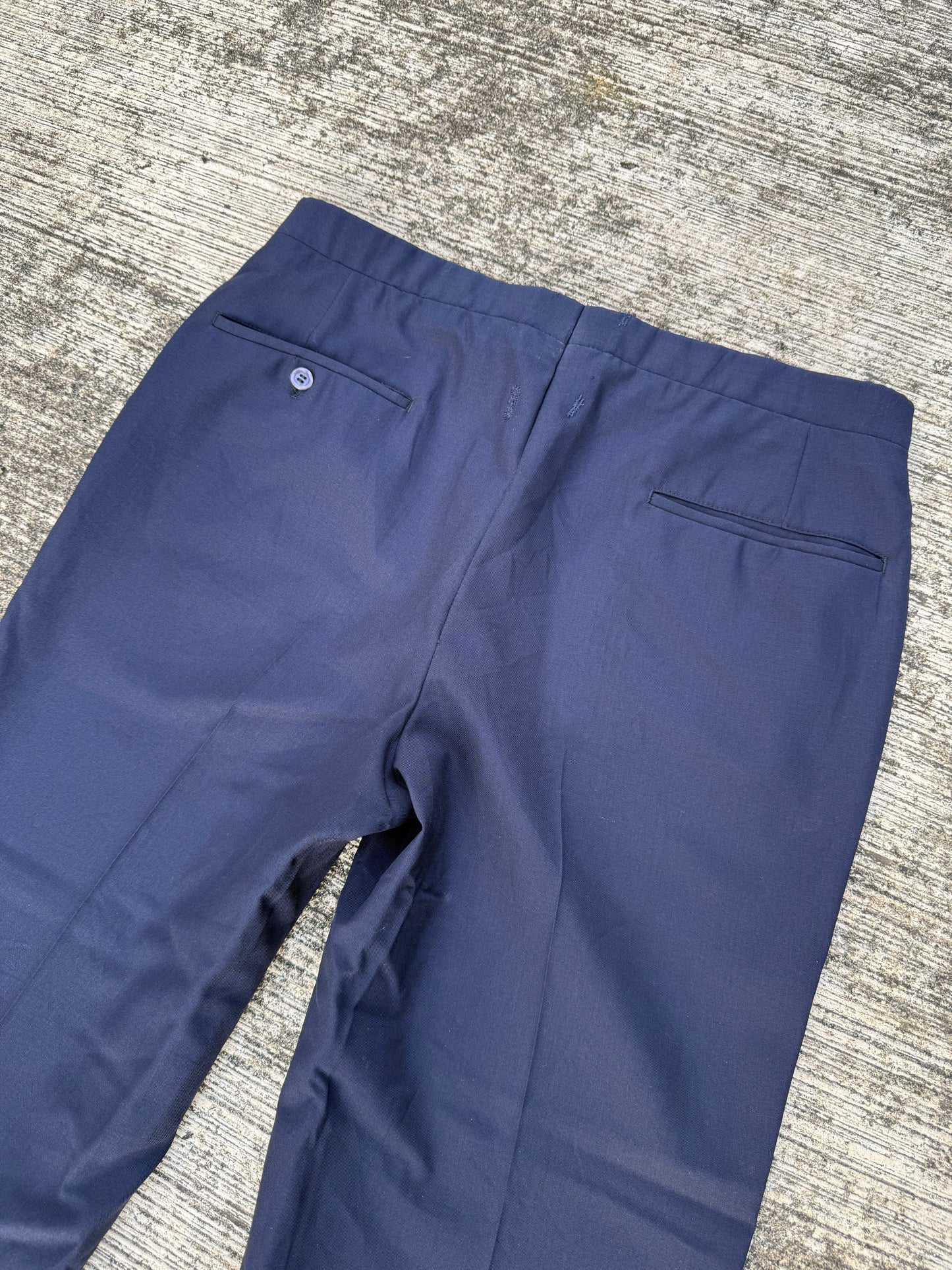 Vintage 1960s Gabardine Navy Trousers Warren K. Cook Custom Tailoring