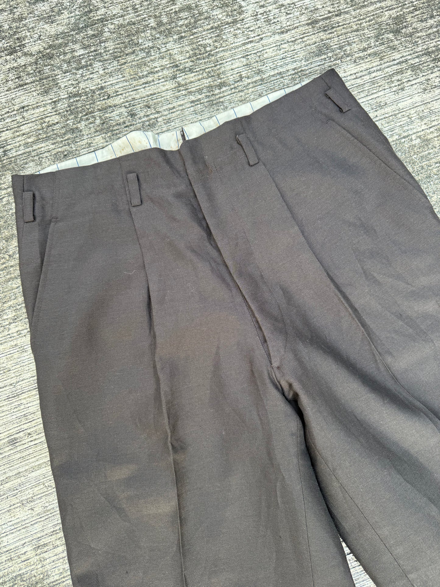 Vintage 1950s–60s Brown Gabardine Trousers European Tailoring