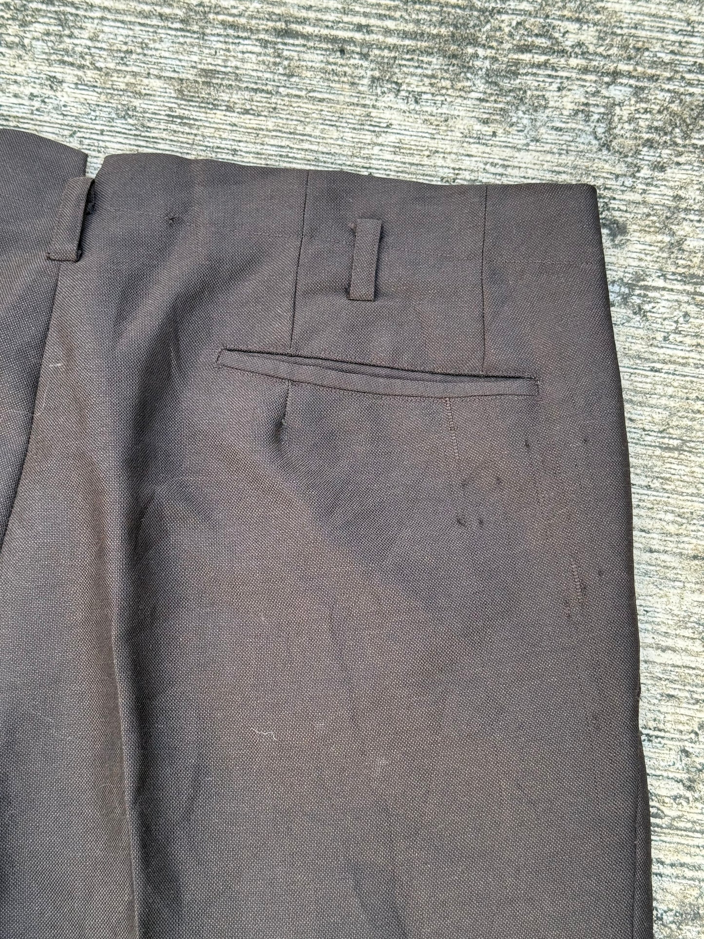 Vintage 1950s–60s Brown Gabardine Trousers European Tailoring