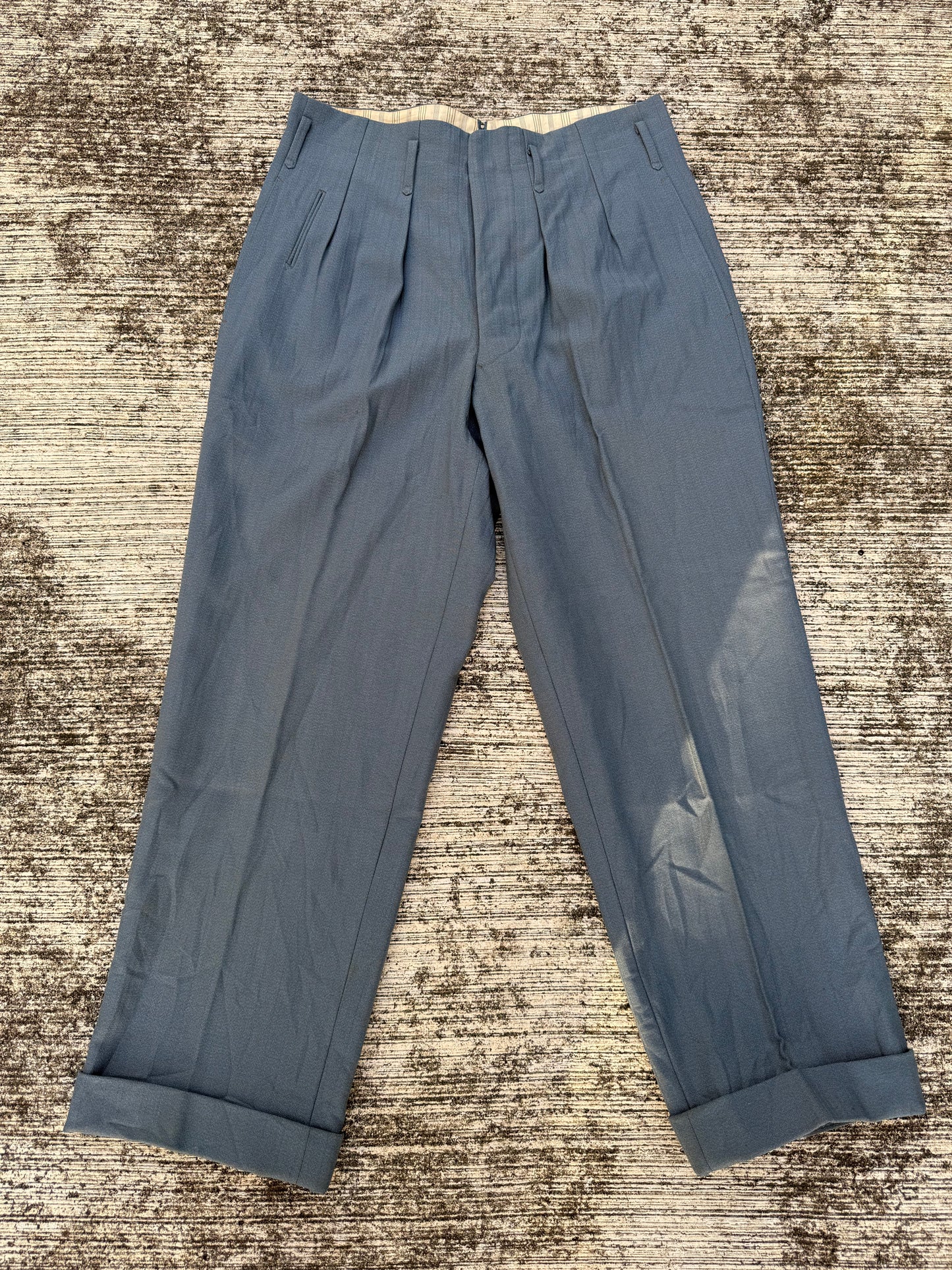 Rare 1940s–50s European Salt & Pepper Wool Trousers