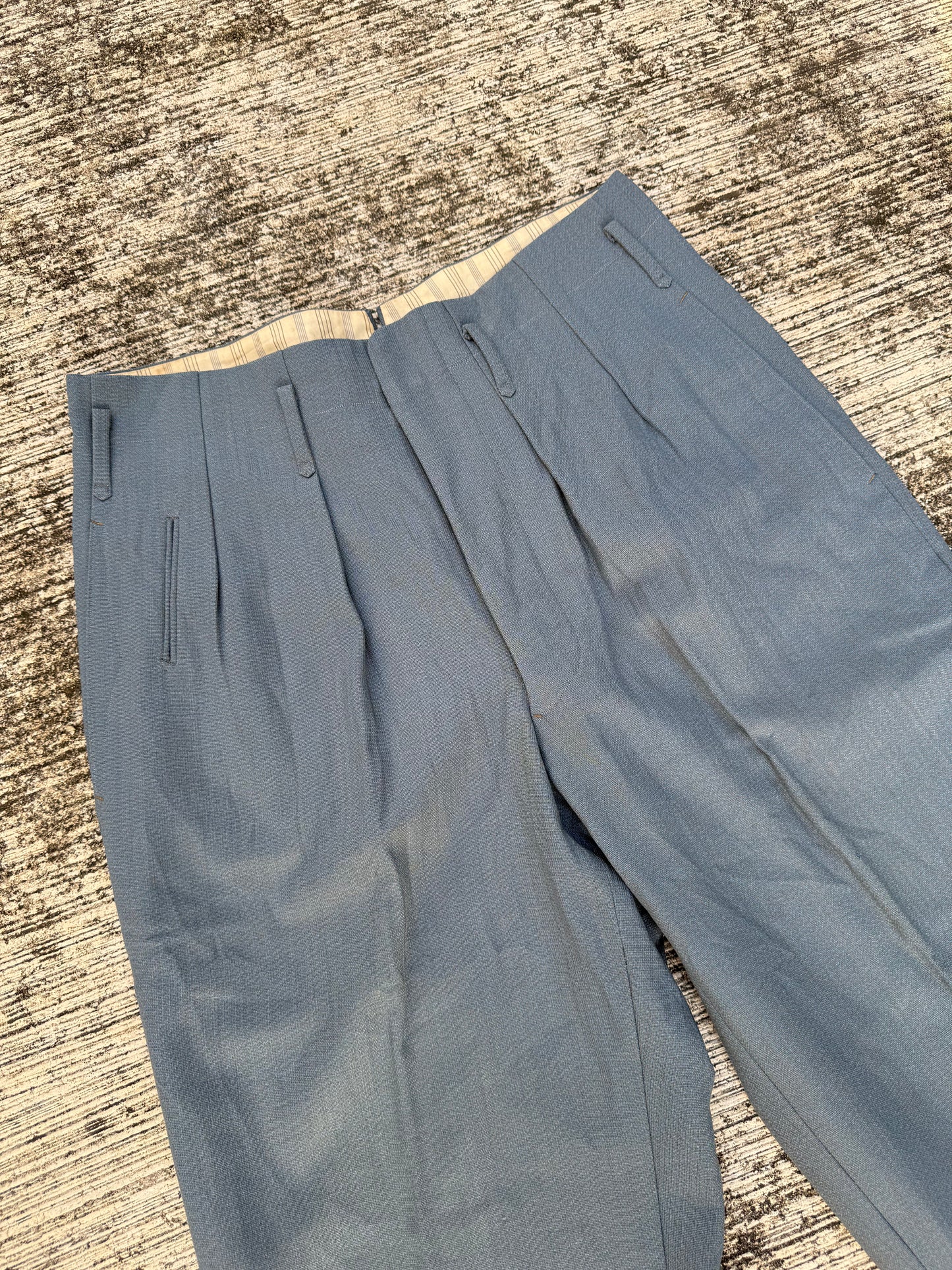 Rare 1940s–50s European Salt & Pepper Wool Trousers