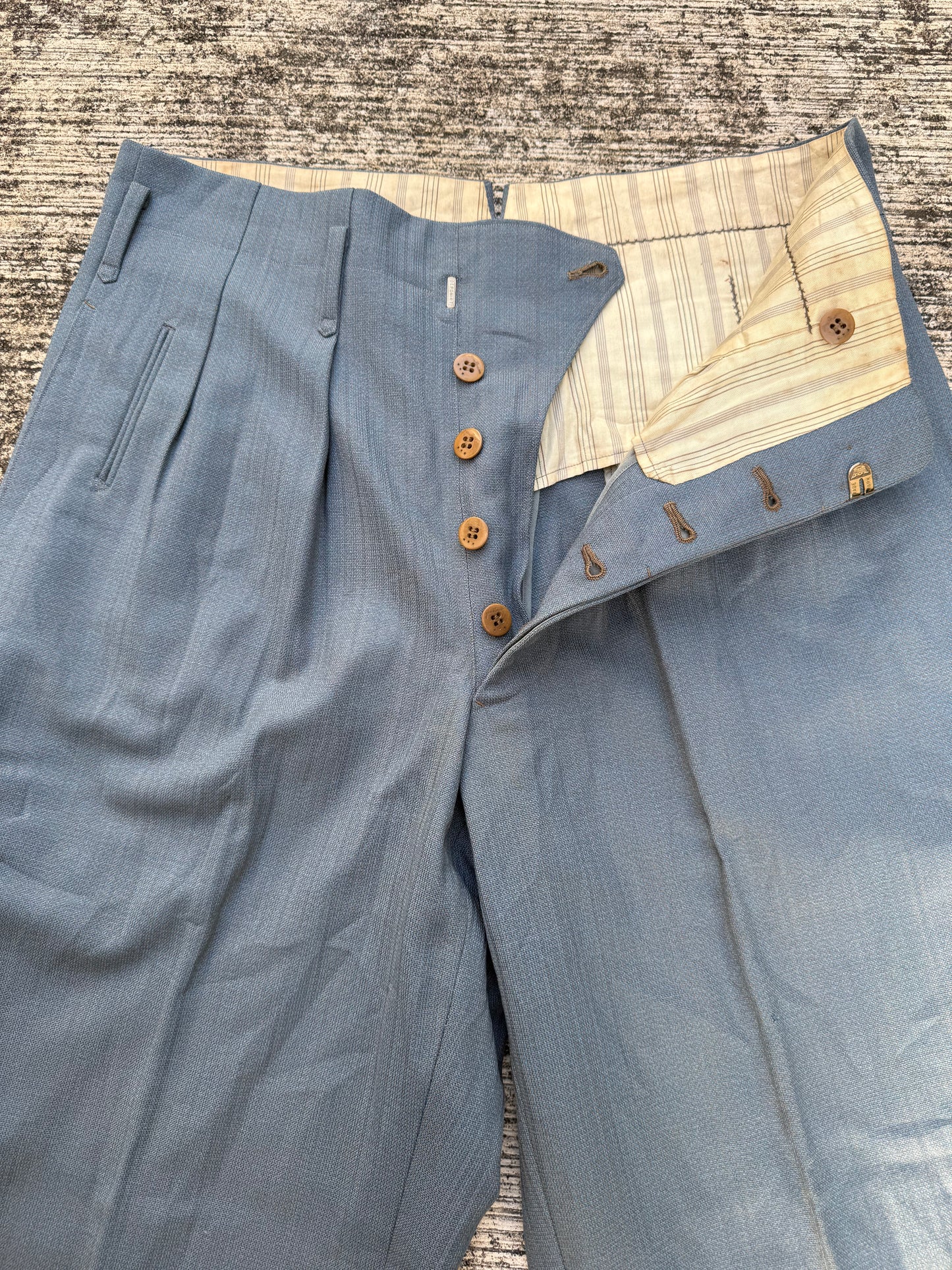 Rare 1940s–50s European Salt & Pepper Wool Trousers