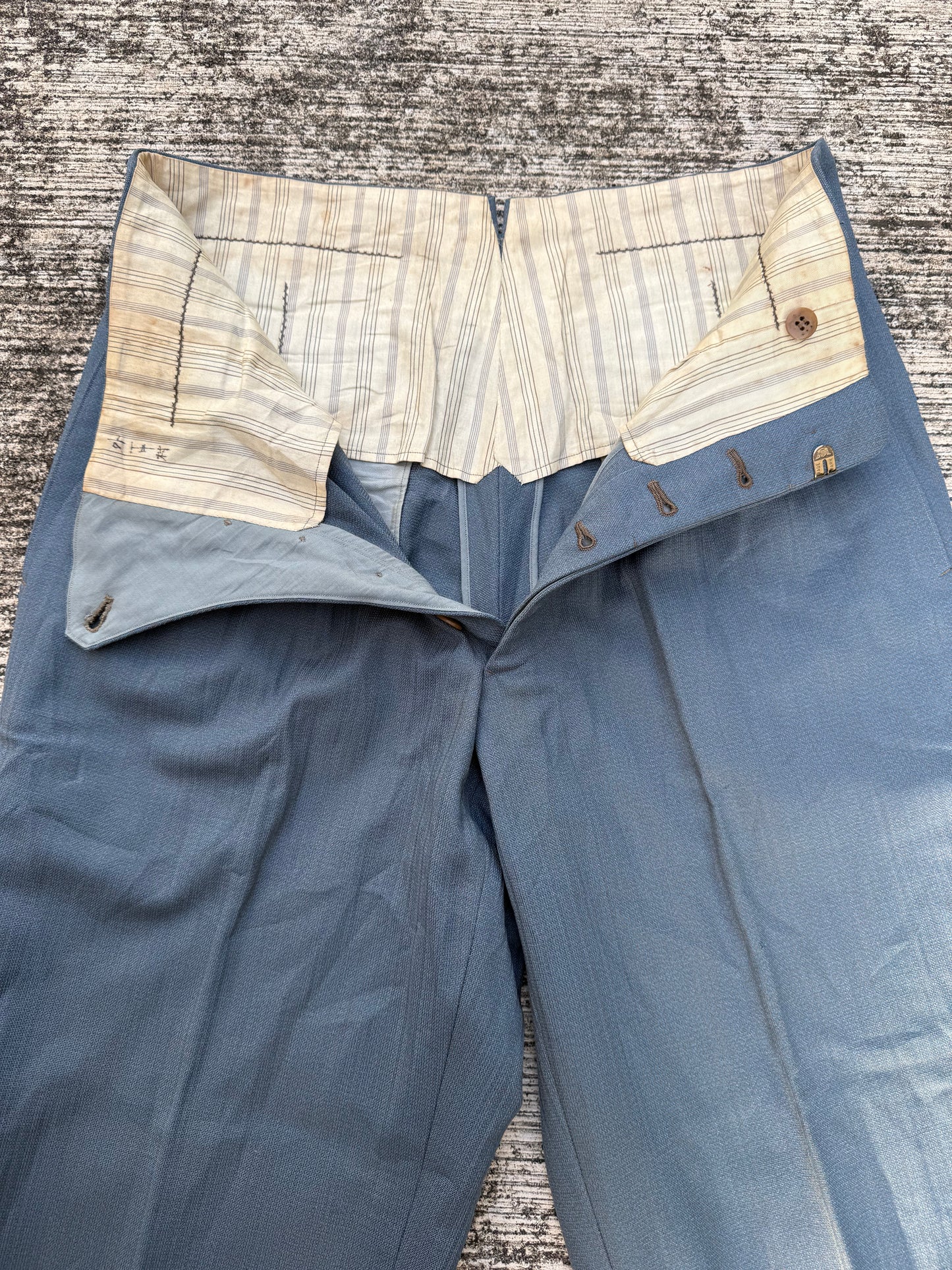 Rare 1940s–50s European Salt & Pepper Wool Trousers