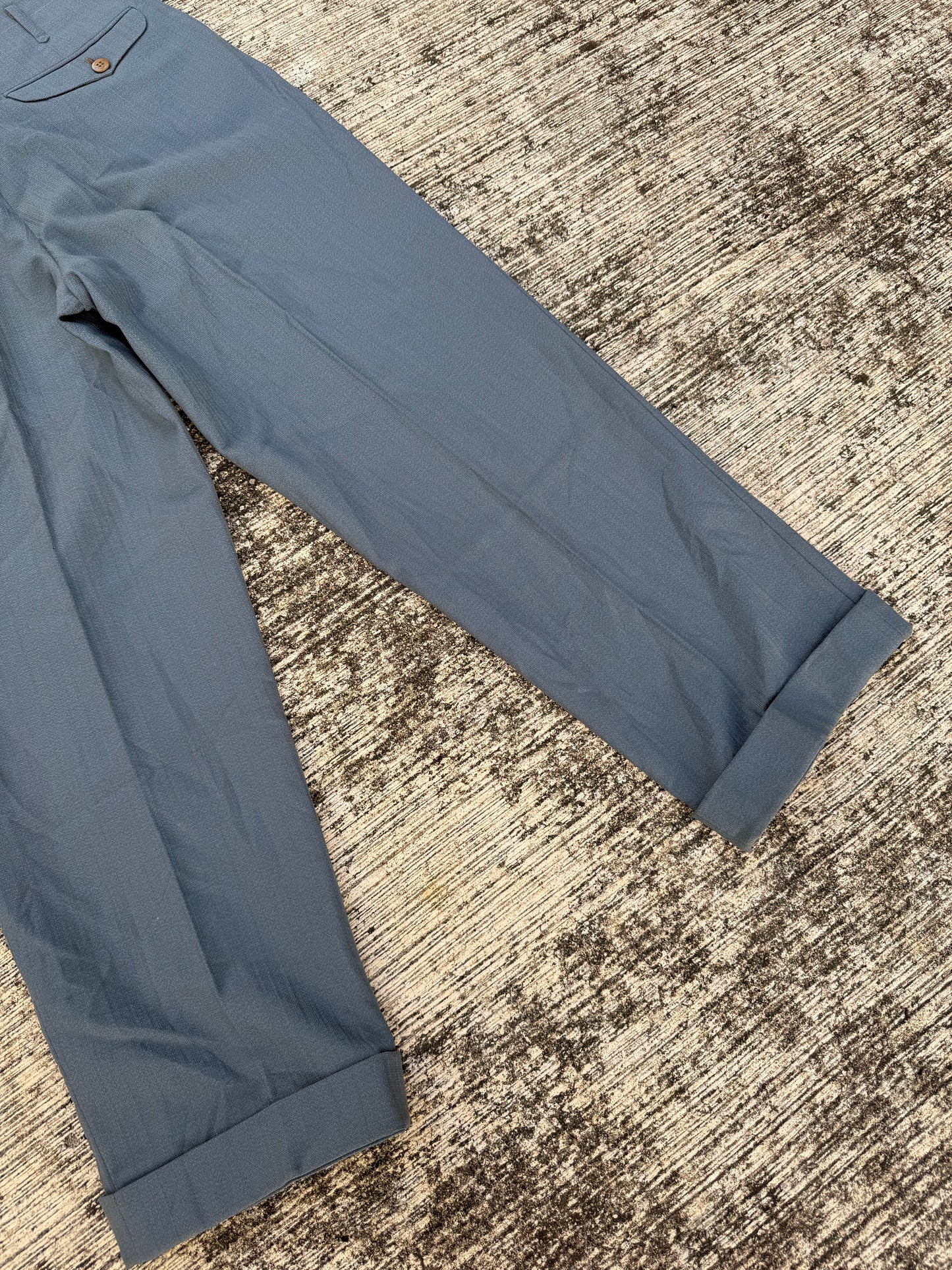 Rare 1940s–50s European Salt & Pepper Wool Trousers