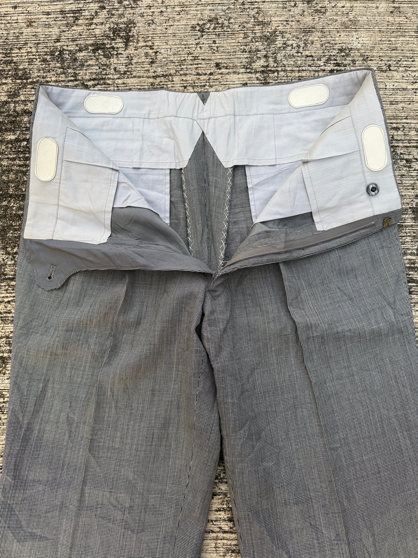 Vintage 1950s–60s Grey Houndstooth Trousers European Tailoring