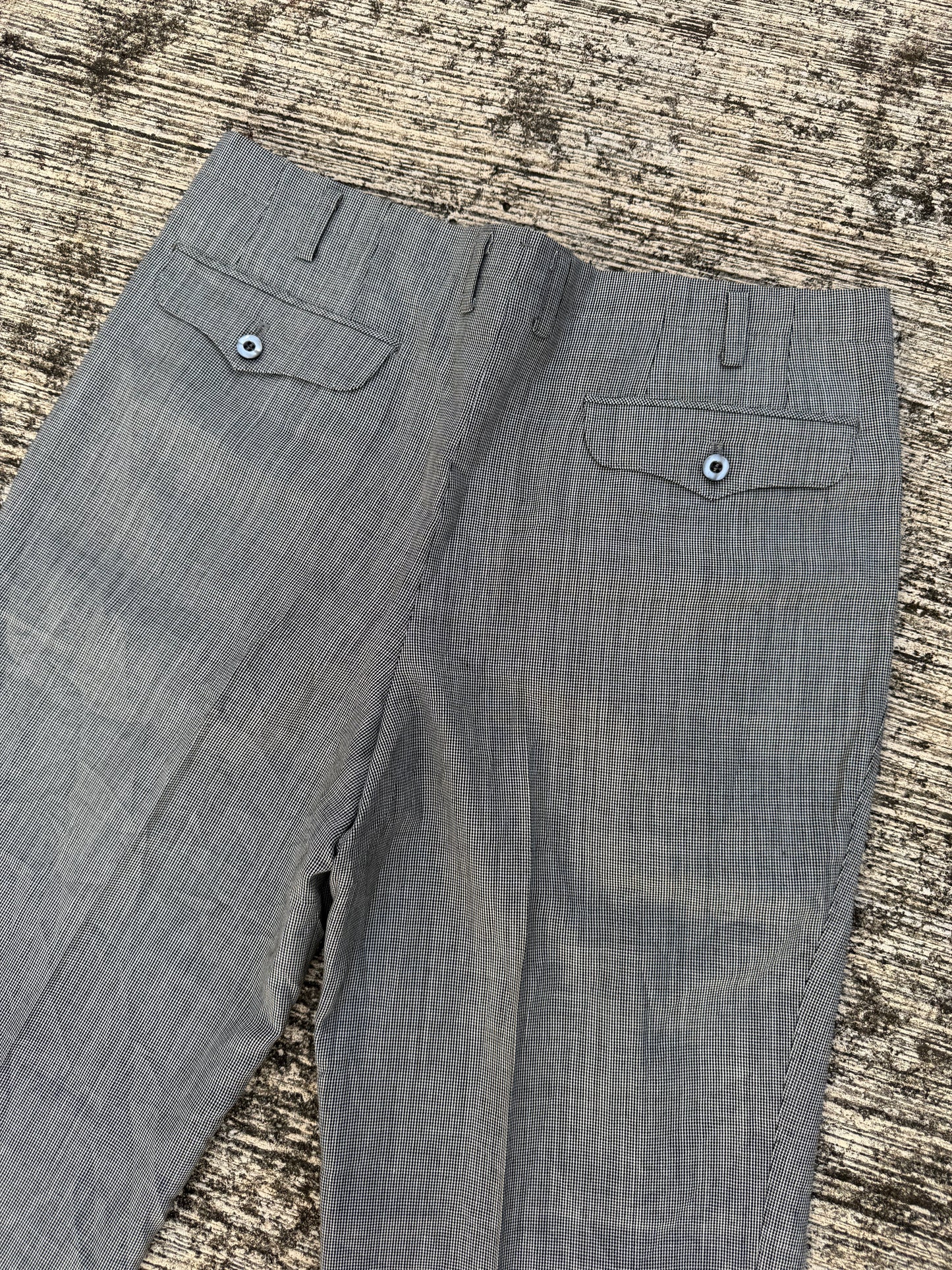Vintage 1950s–60s Grey Houndstooth Trousers European Tailoring