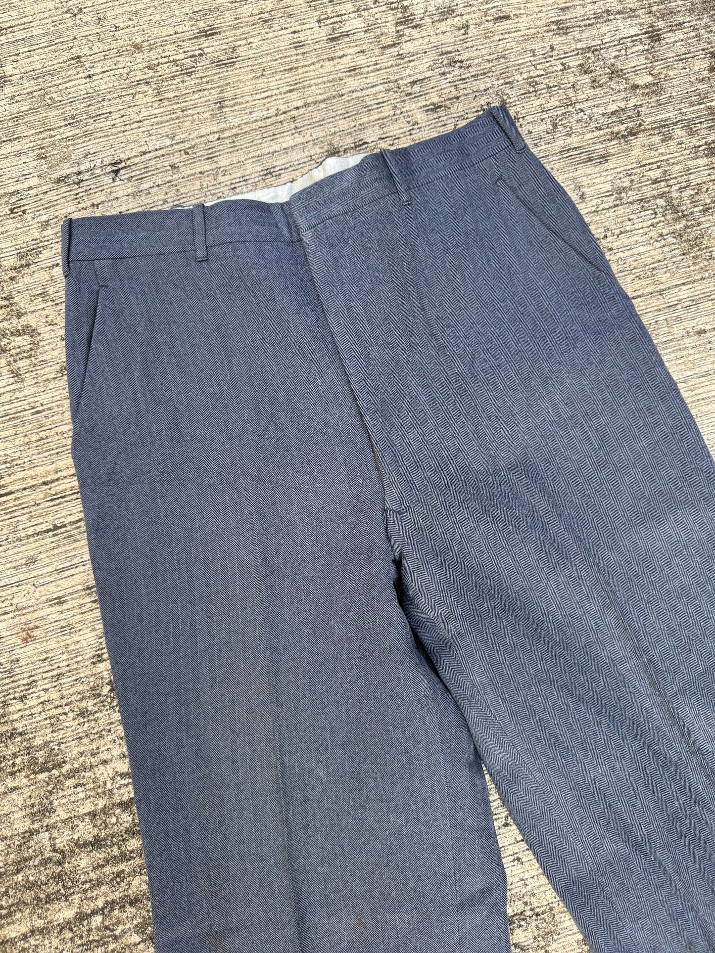 Rare Vintage 1950s–60s Tailored Herringbone Dress Trousers
