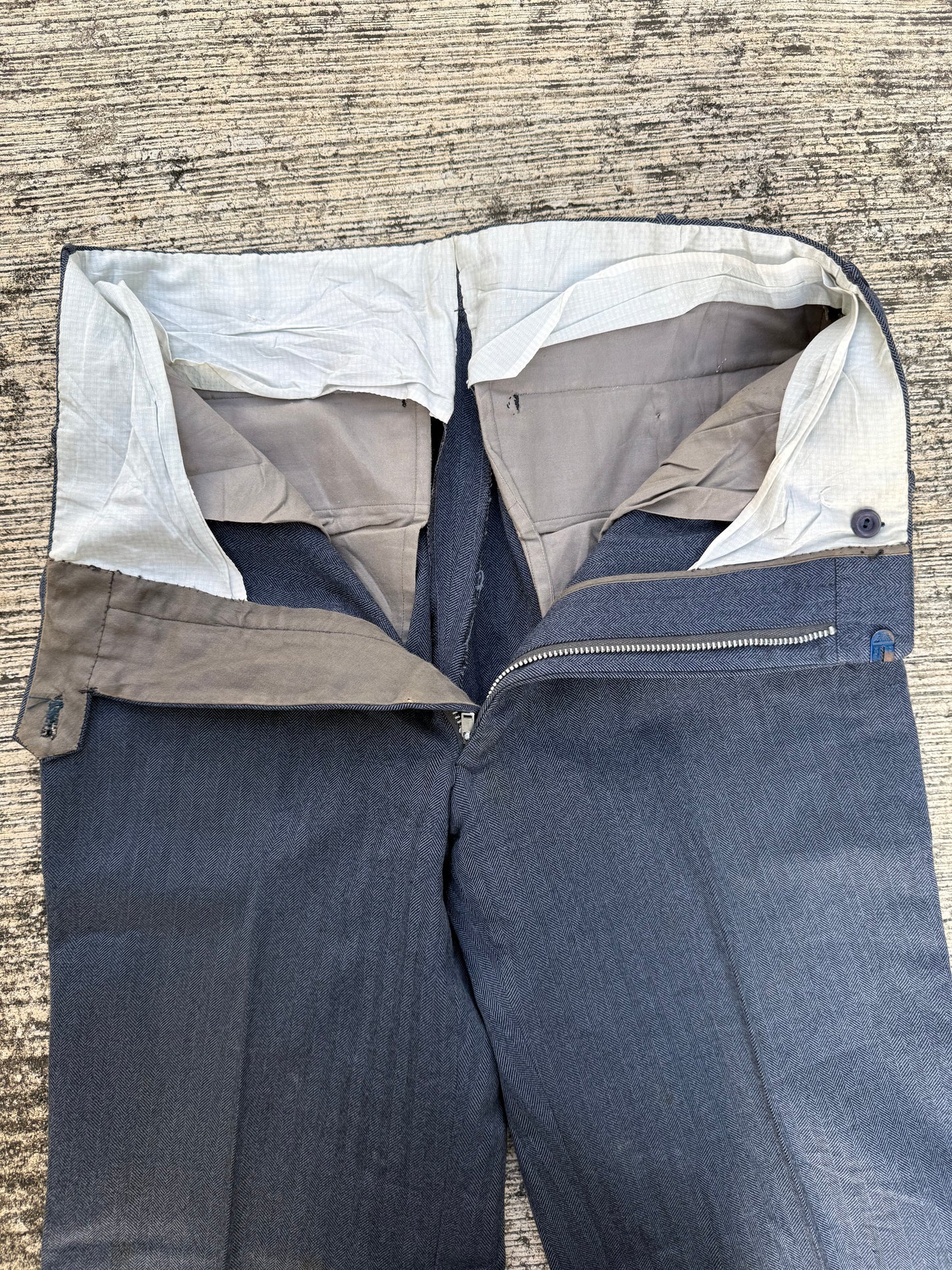 Rare Vintage 1950s–60s Tailored Herringbone Dress Trousers