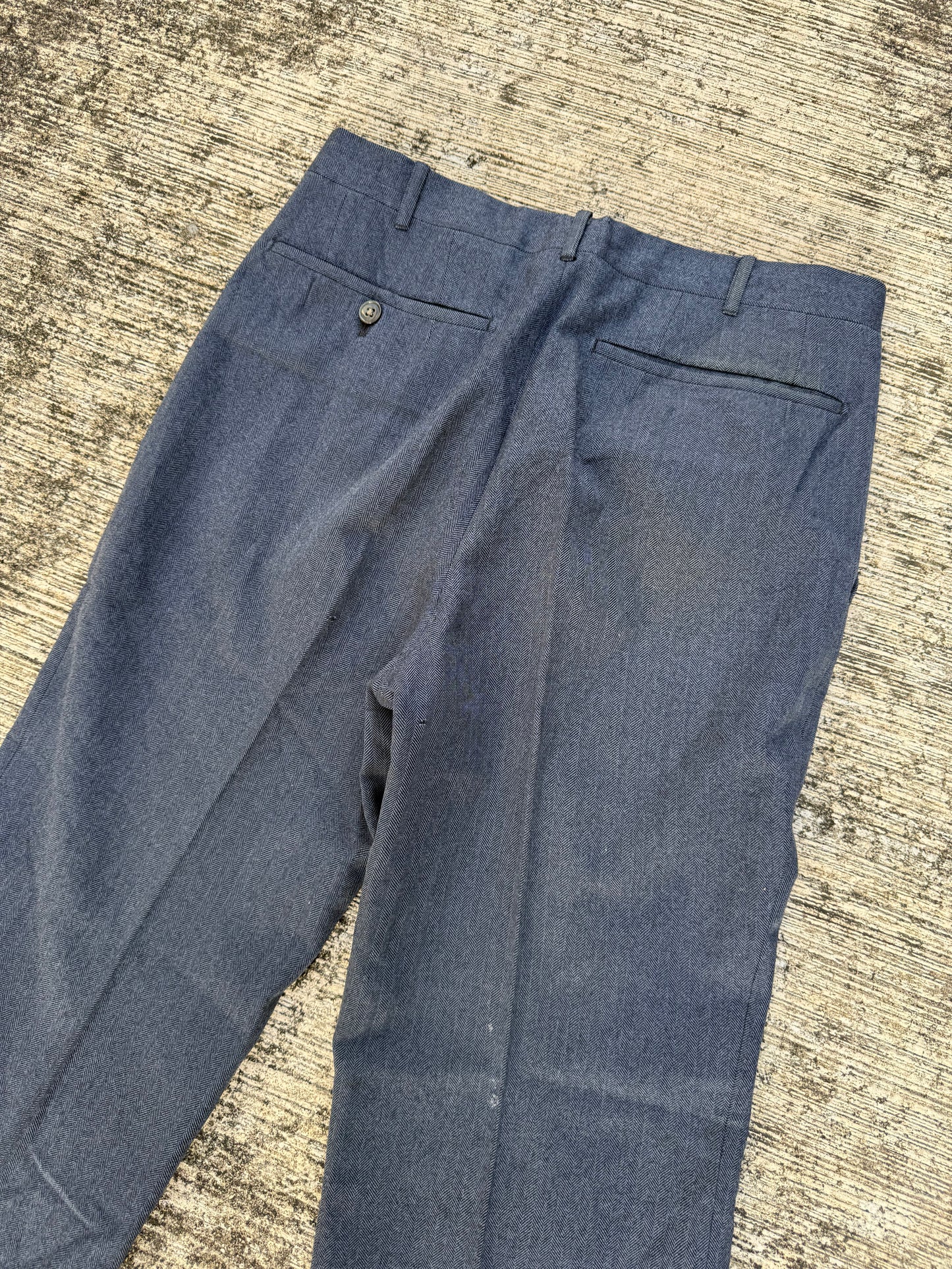 Rare Vintage 1950s–60s Tailored Herringbone Dress Trousers