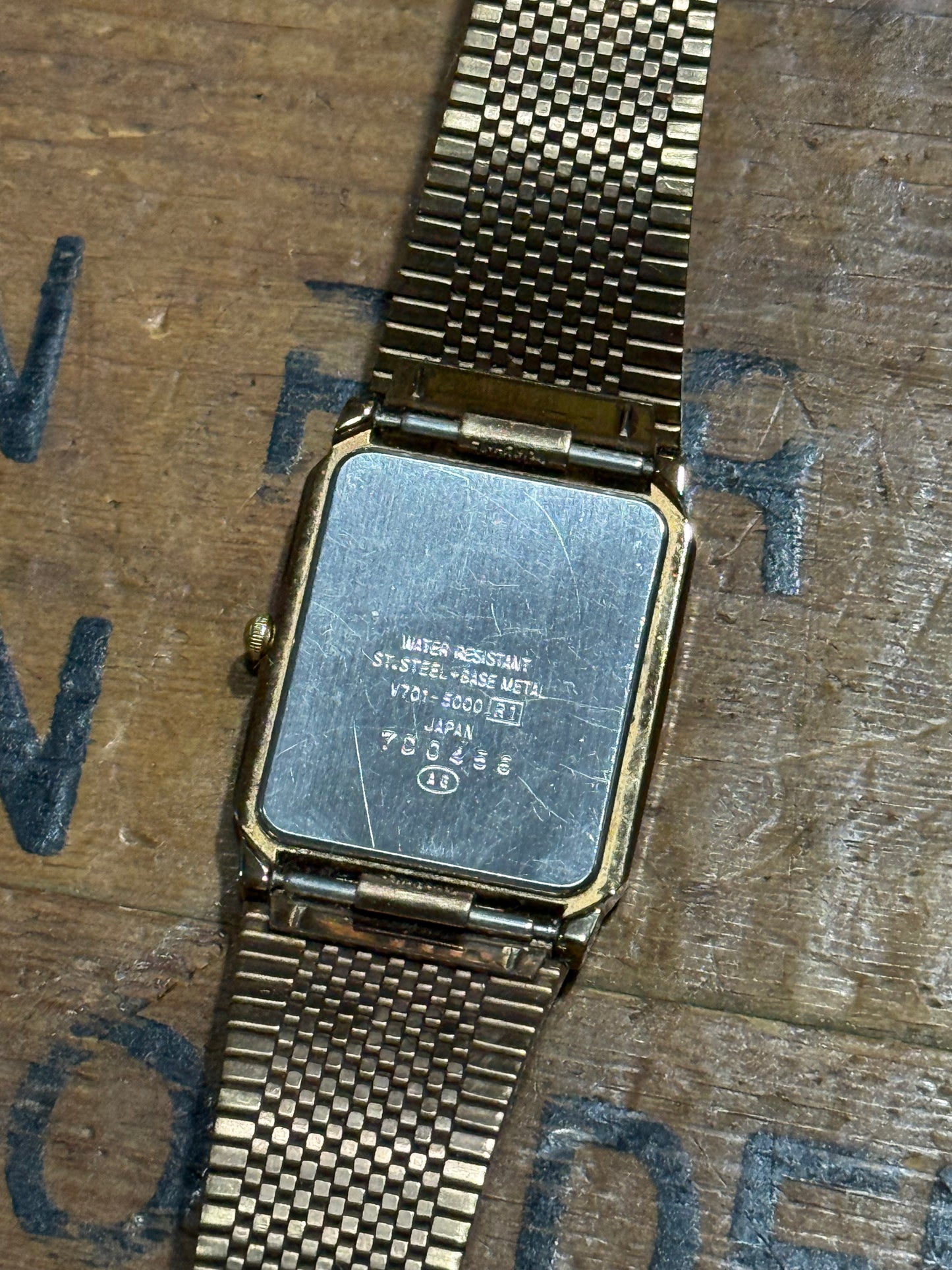 Vintage Alba Estate Gold Tone Tank Watch Junk Not Working For Parts