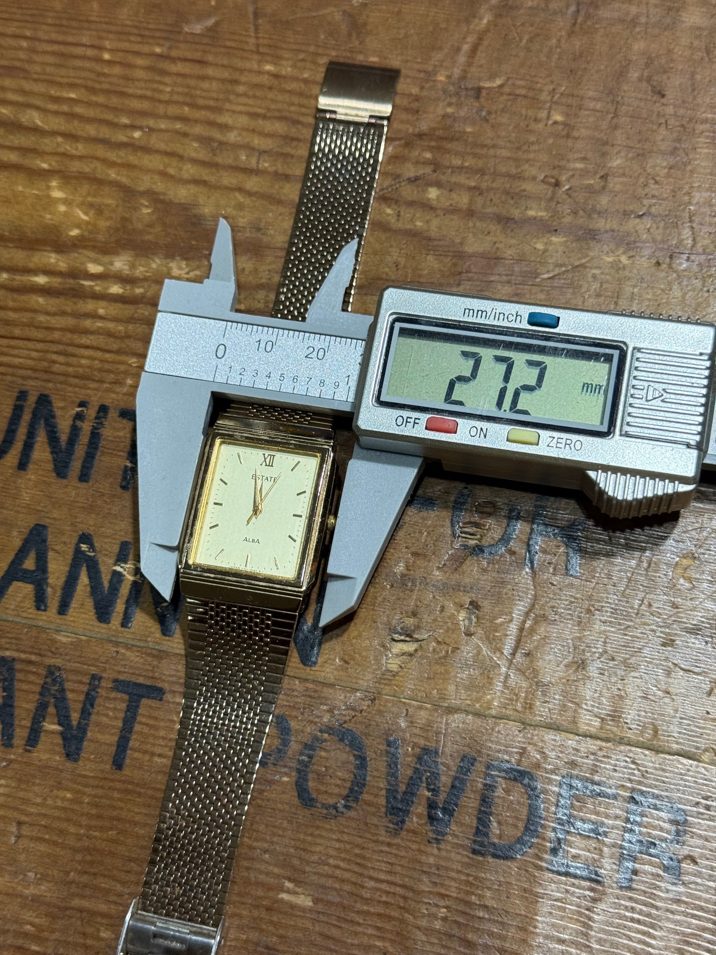 Vintage Alba Estate Gold Tone Tank Watch Junk Not Working For Parts