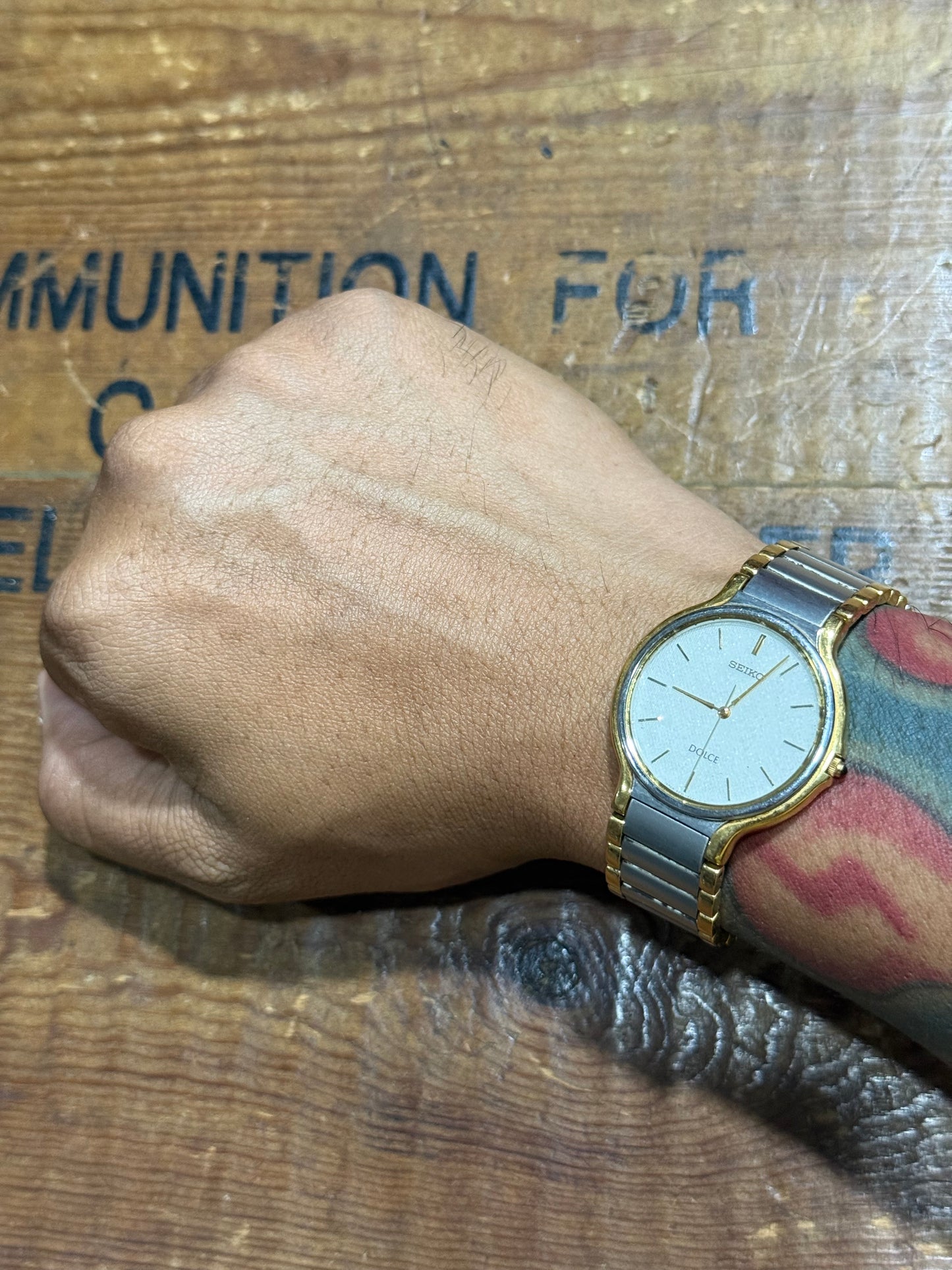 Vintage Seiko Dolce Two Tone Watch Junk Not Working For Parts