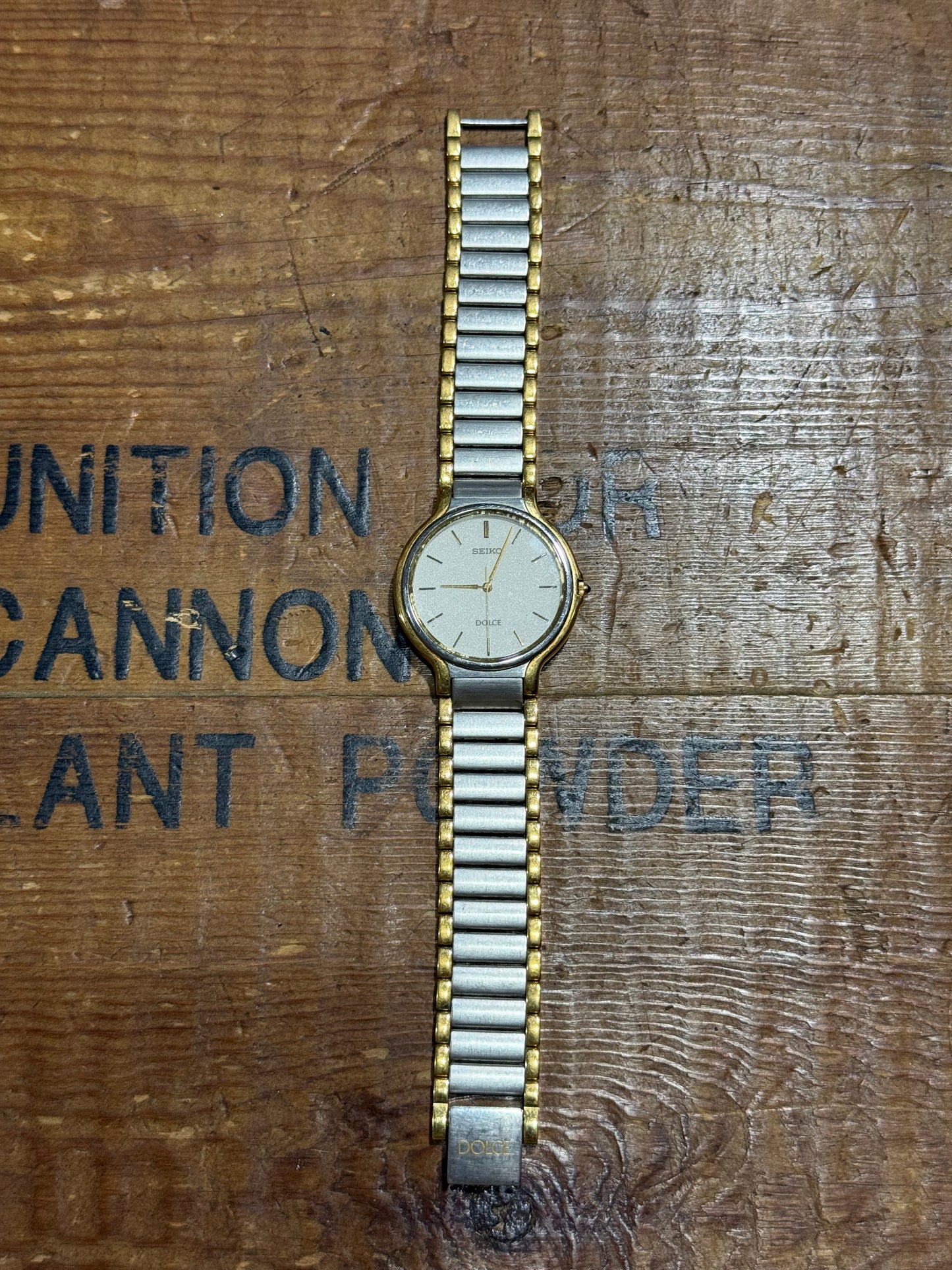 Vintage Seiko Dolce Two Tone Watch Junk Not Working For Parts