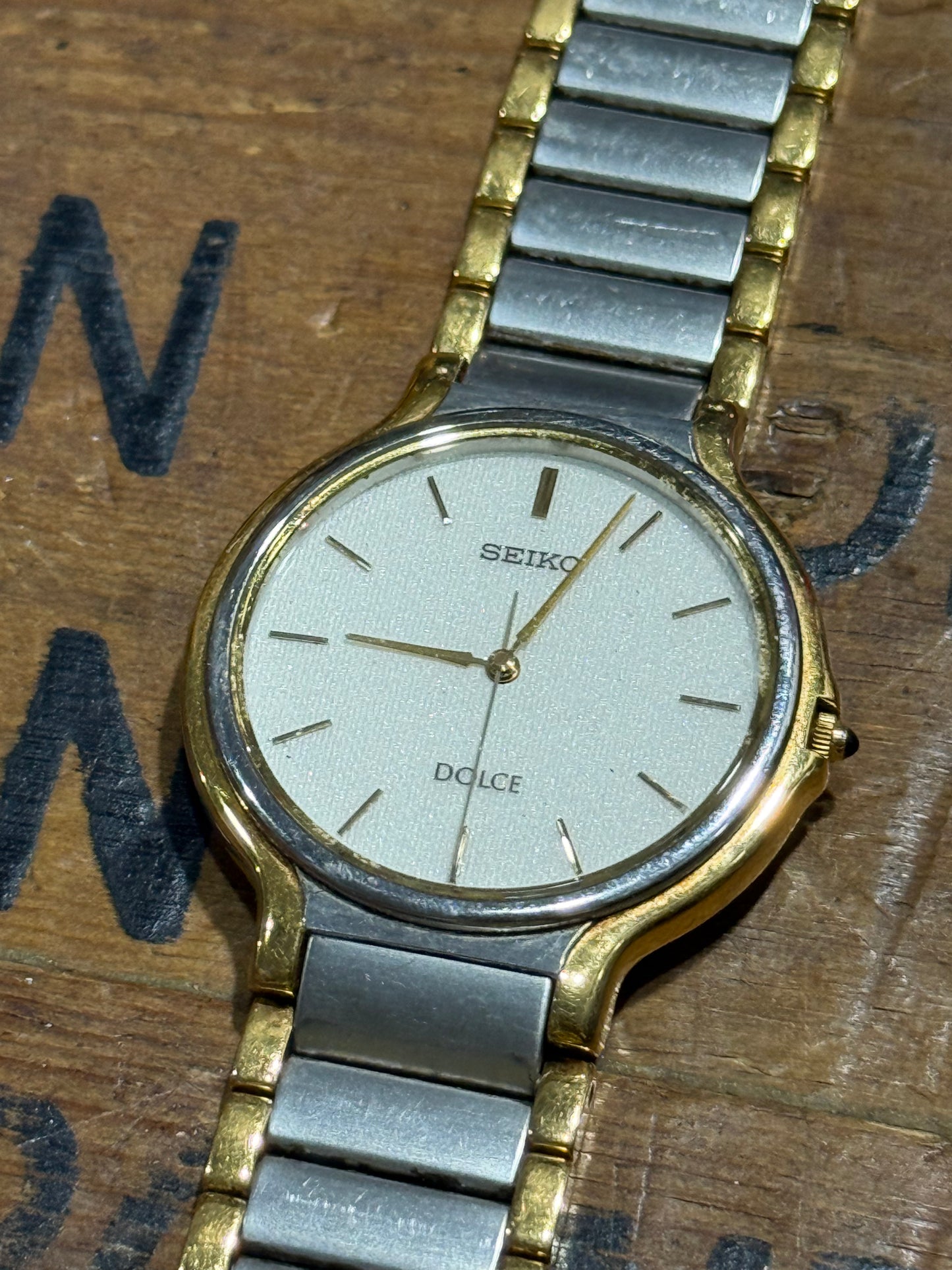 Vintage Seiko Dolce Two Tone Watch Junk Not Working For Parts