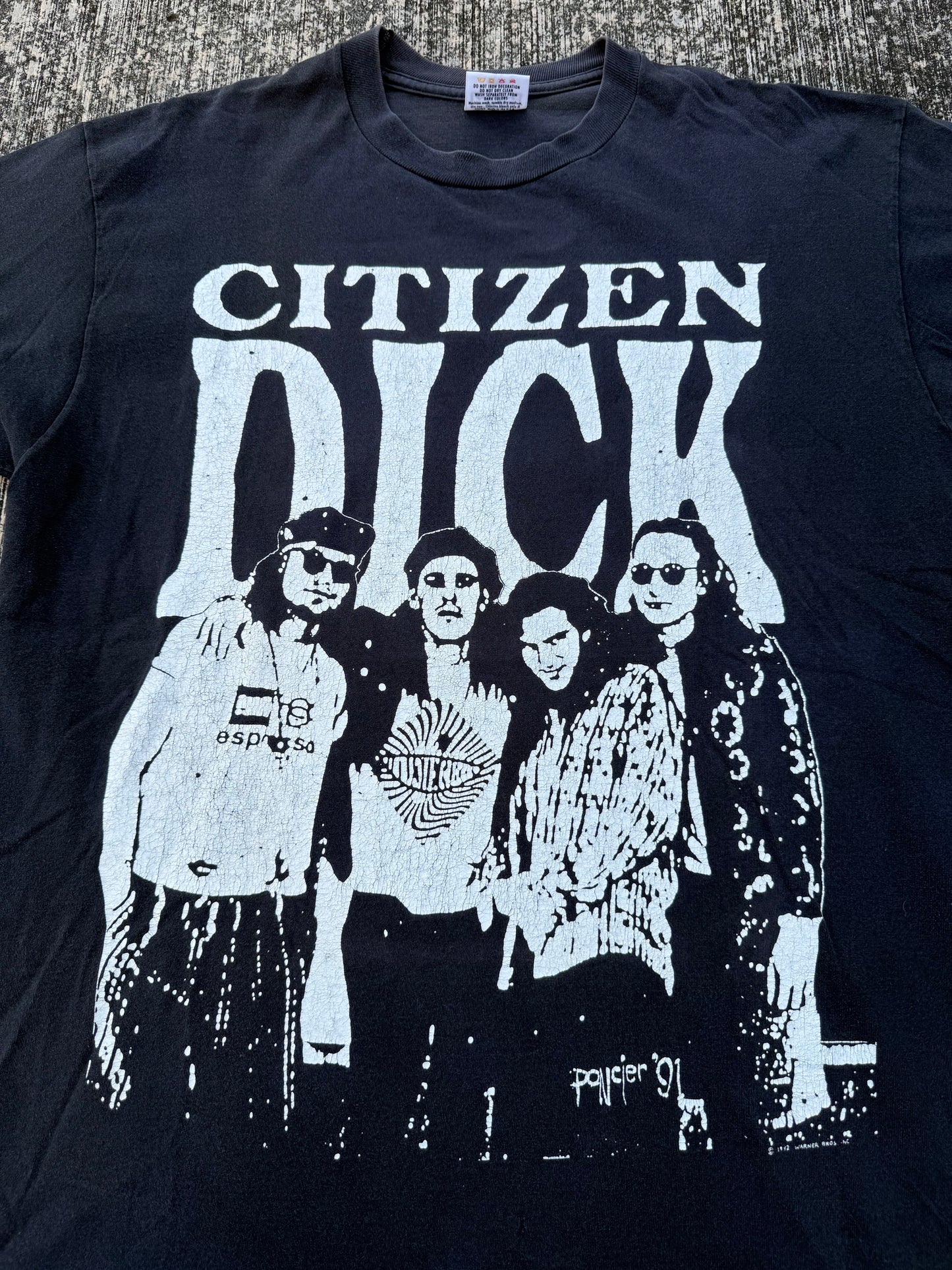 Vintage 1991 Citizen Dick Band T-Shirt Singles Movie Warner Bros Grunge Rock