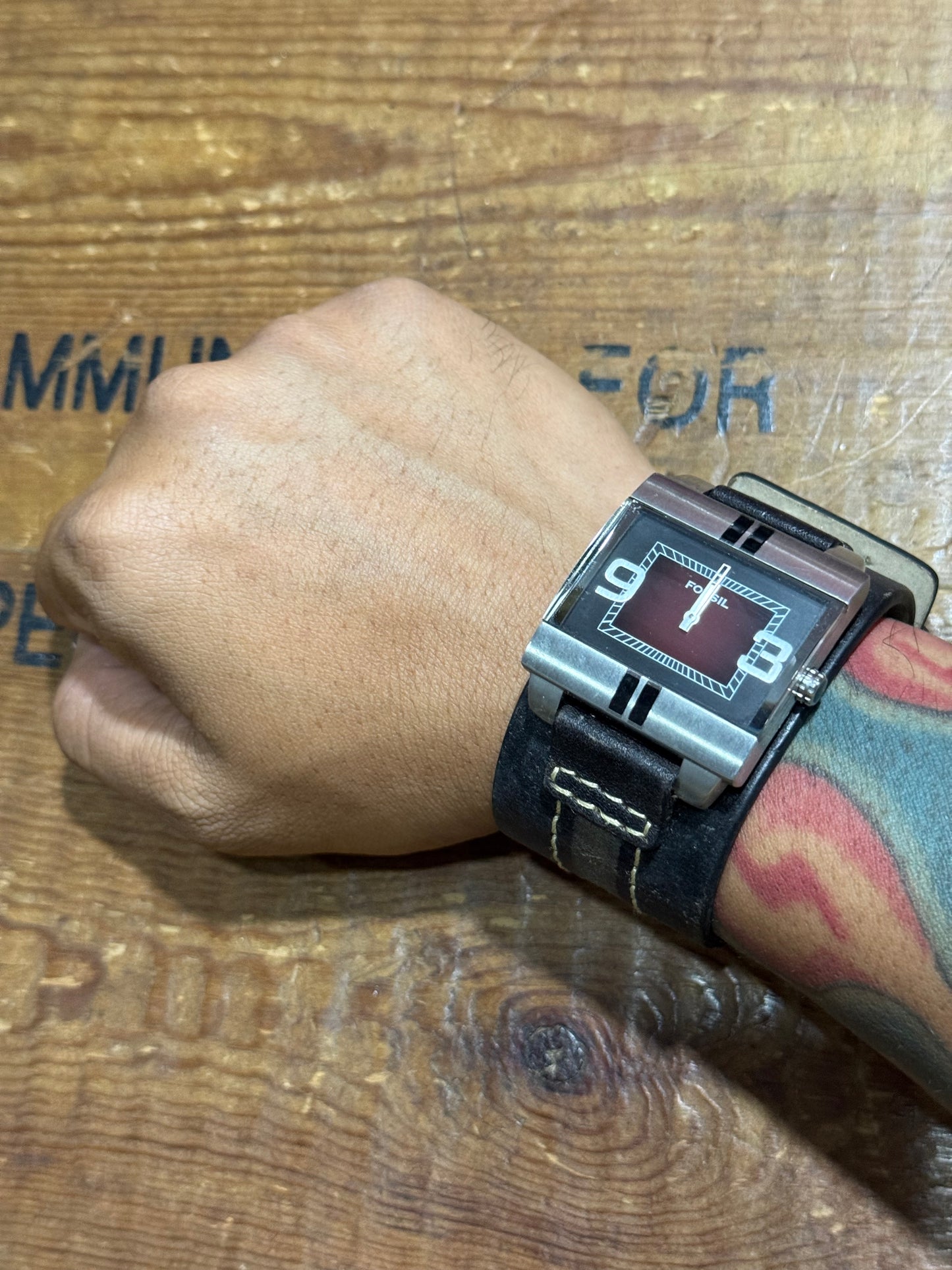 Fossil Leather Band Watch Junk Not Woking For Parts