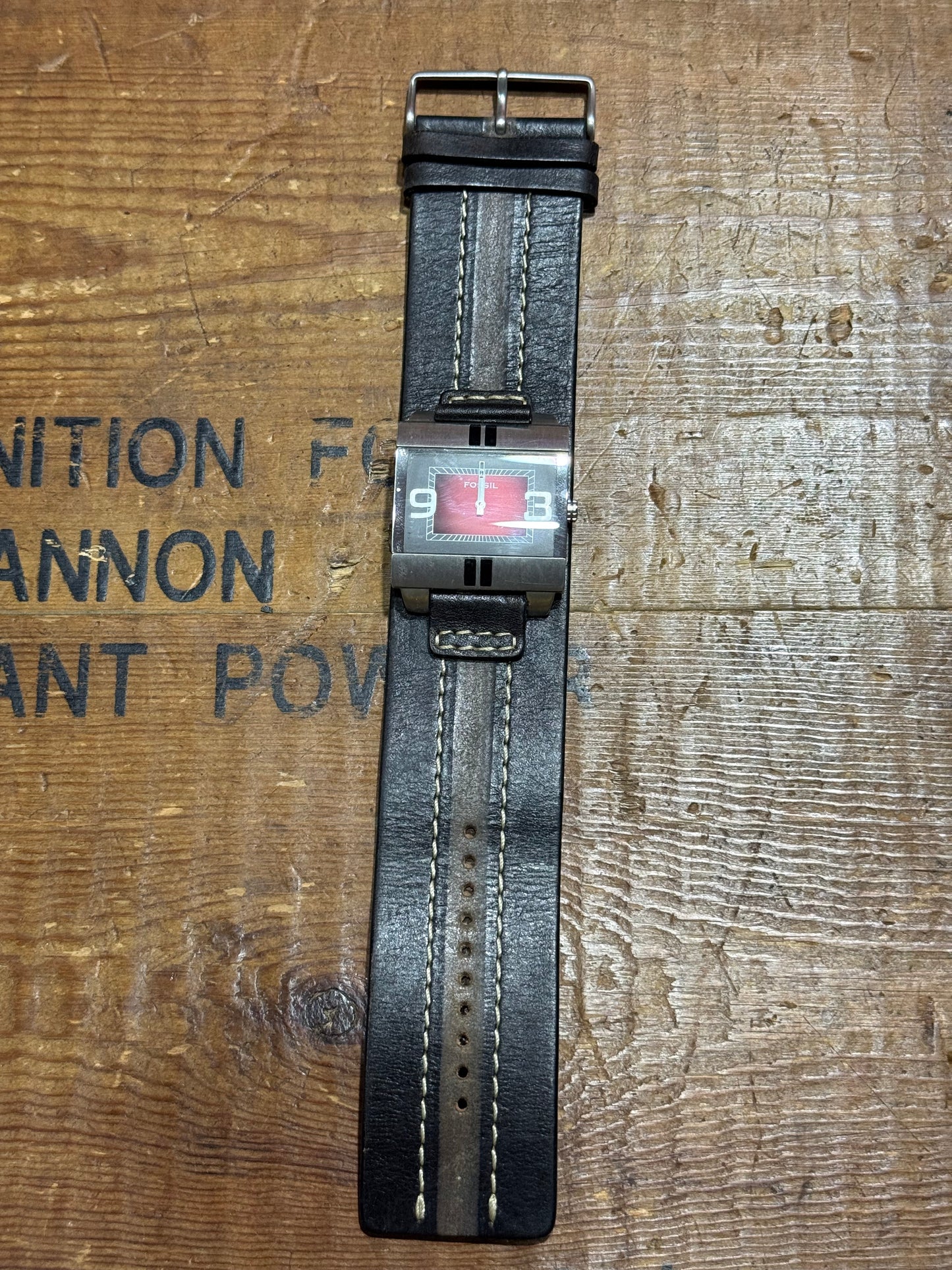 Fossil Leather Band Watch Junk Not Woking For Parts