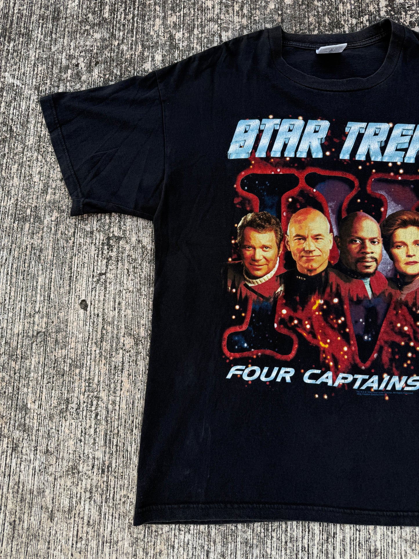 Vintage 1996 Star Trek Four Captains T-Shirt – Paramount Pictures Classic Sci-Fi Tee