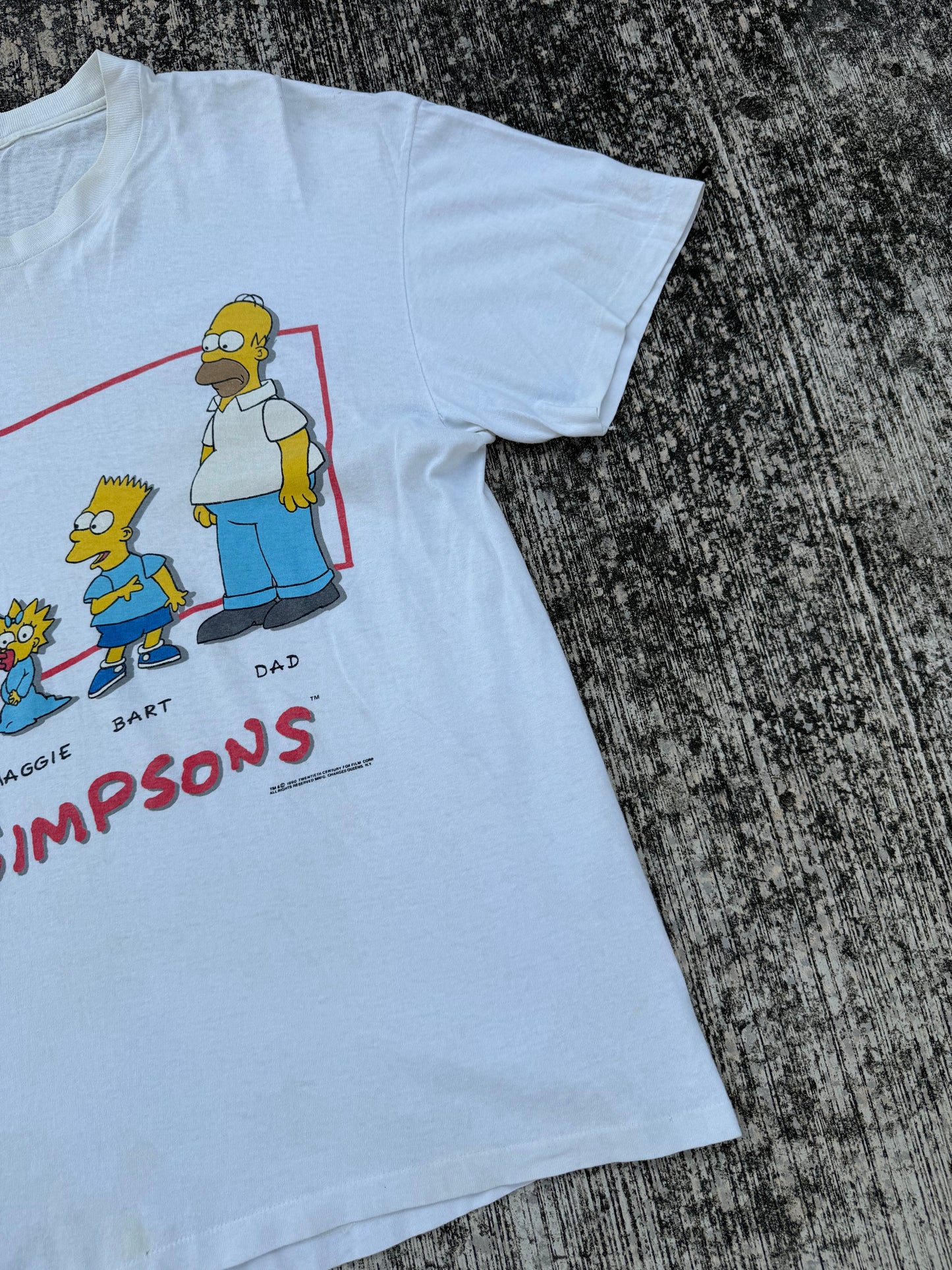 Vintage 1990 The Simpsons Family Graphic T-Shirt Matt Groening Rare Cartoon Tee