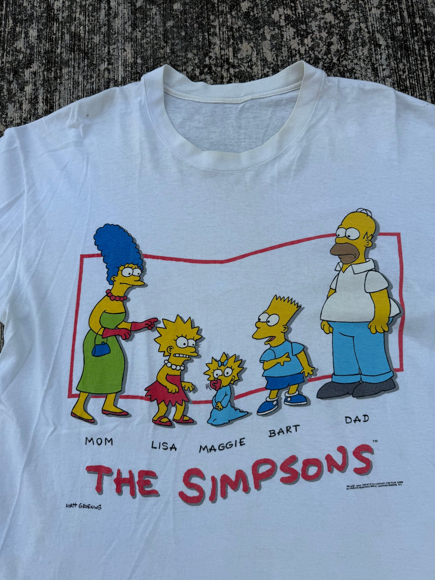 Vintage 1990 The Simpsons Family Graphic T-Shirt Matt Groening Rare Cartoon Tee