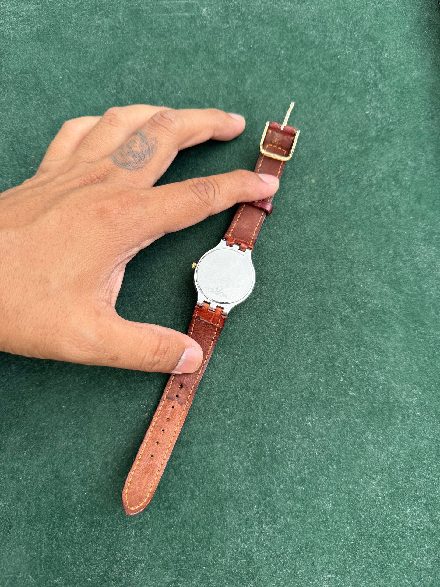 Vintage Omega De Ville Quartz Gold Dial Dress Watch
