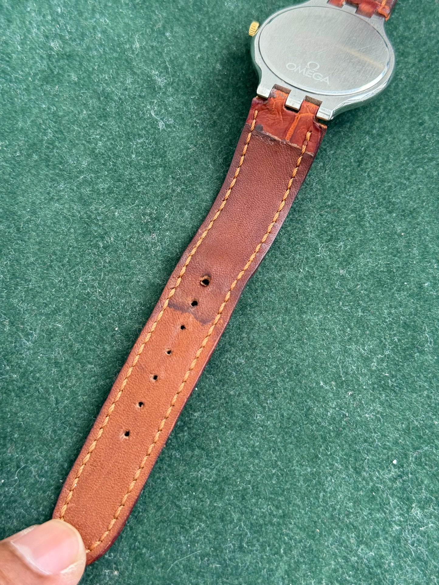 Vintage Omega De Ville Quartz Gold Dial Dress Watch