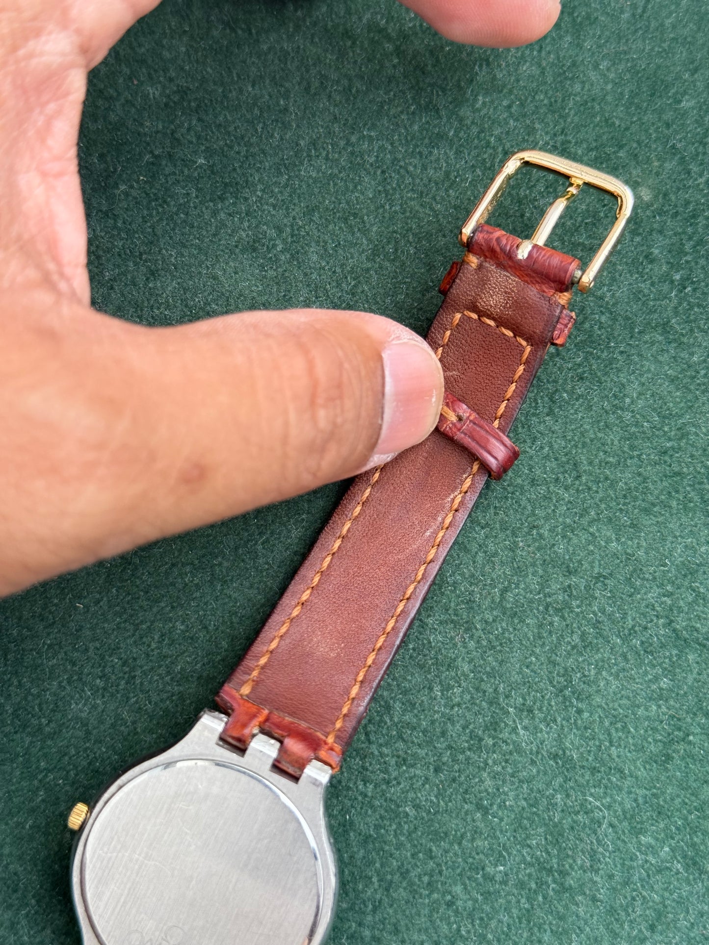 Vintage Omega De Ville Quartz Gold Dial Dress Watch