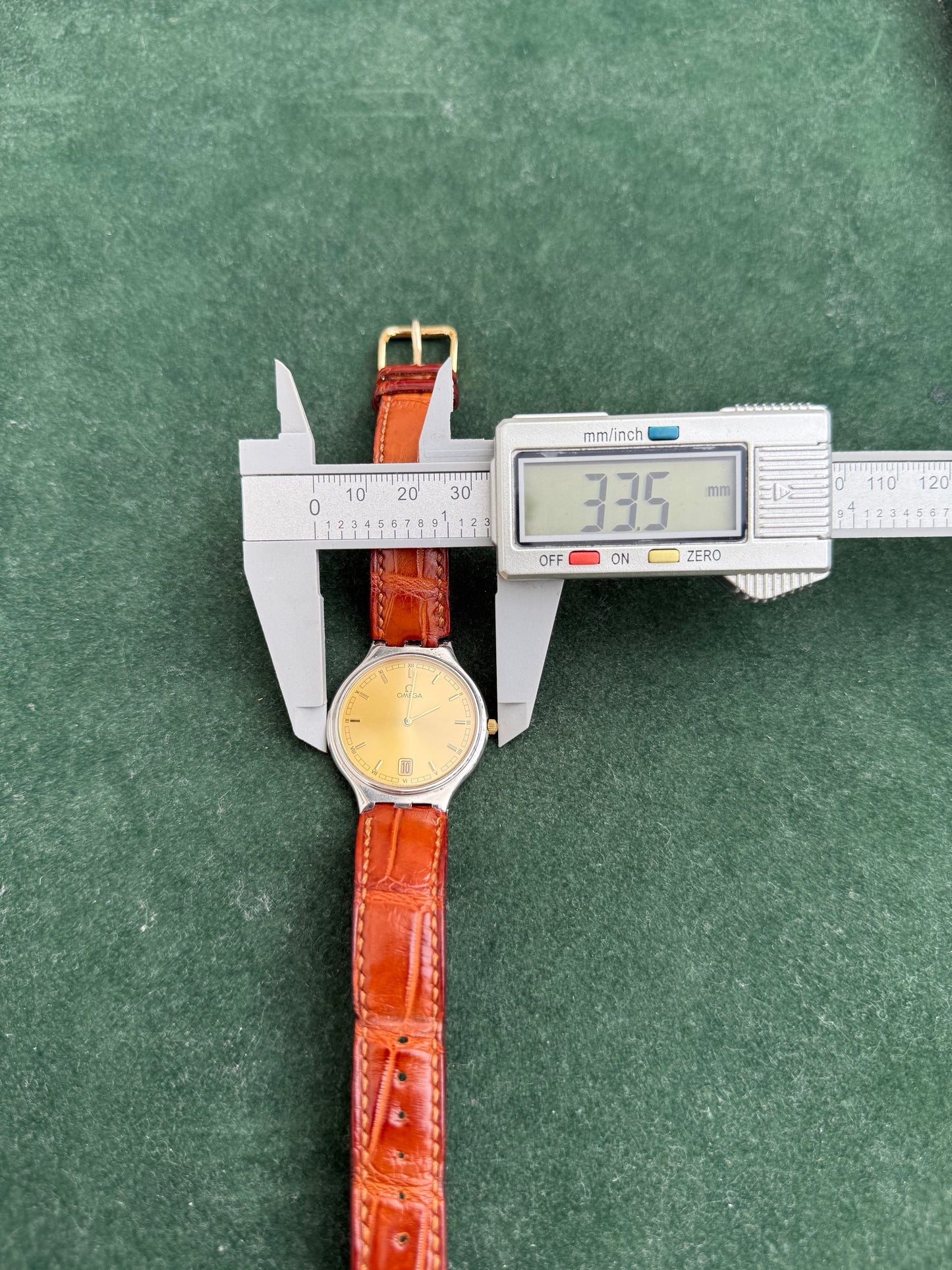 Vintage Omega De Ville Quartz Gold Dial Dress Watch