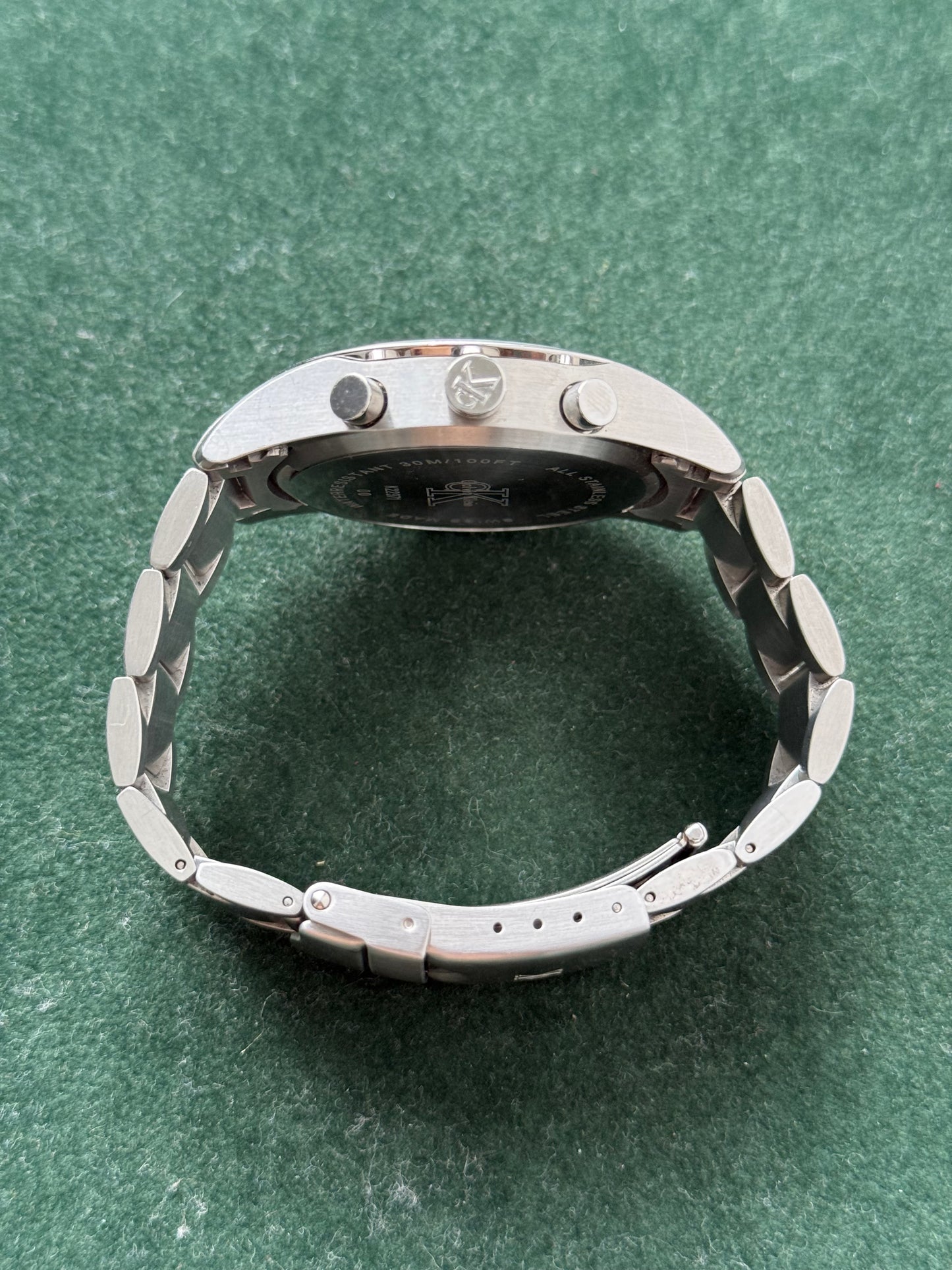 Calvin Klein K22371 Swiss Made Chronograph Black Dial Stainless Steel Watch