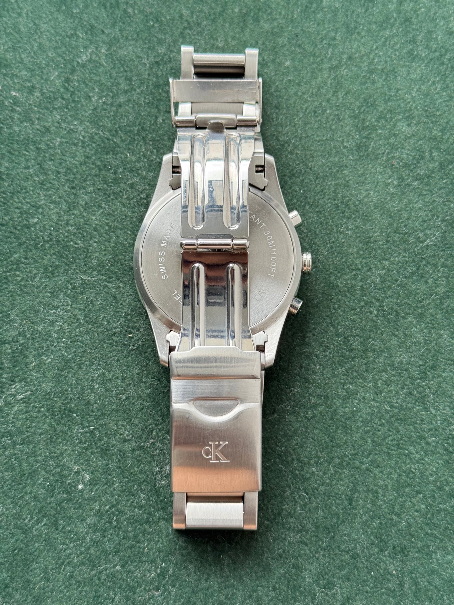 Calvin Klein K22371 Swiss Made Chronograph Black Dial Stainless Steel Watch