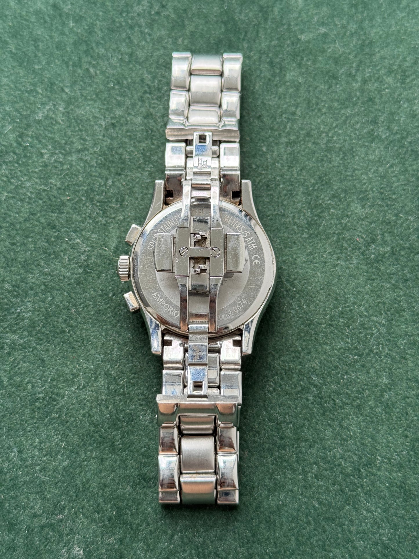 Emporio Armani AR-0674 Chronograph Black Dial Stainless Steel Men’s Watch