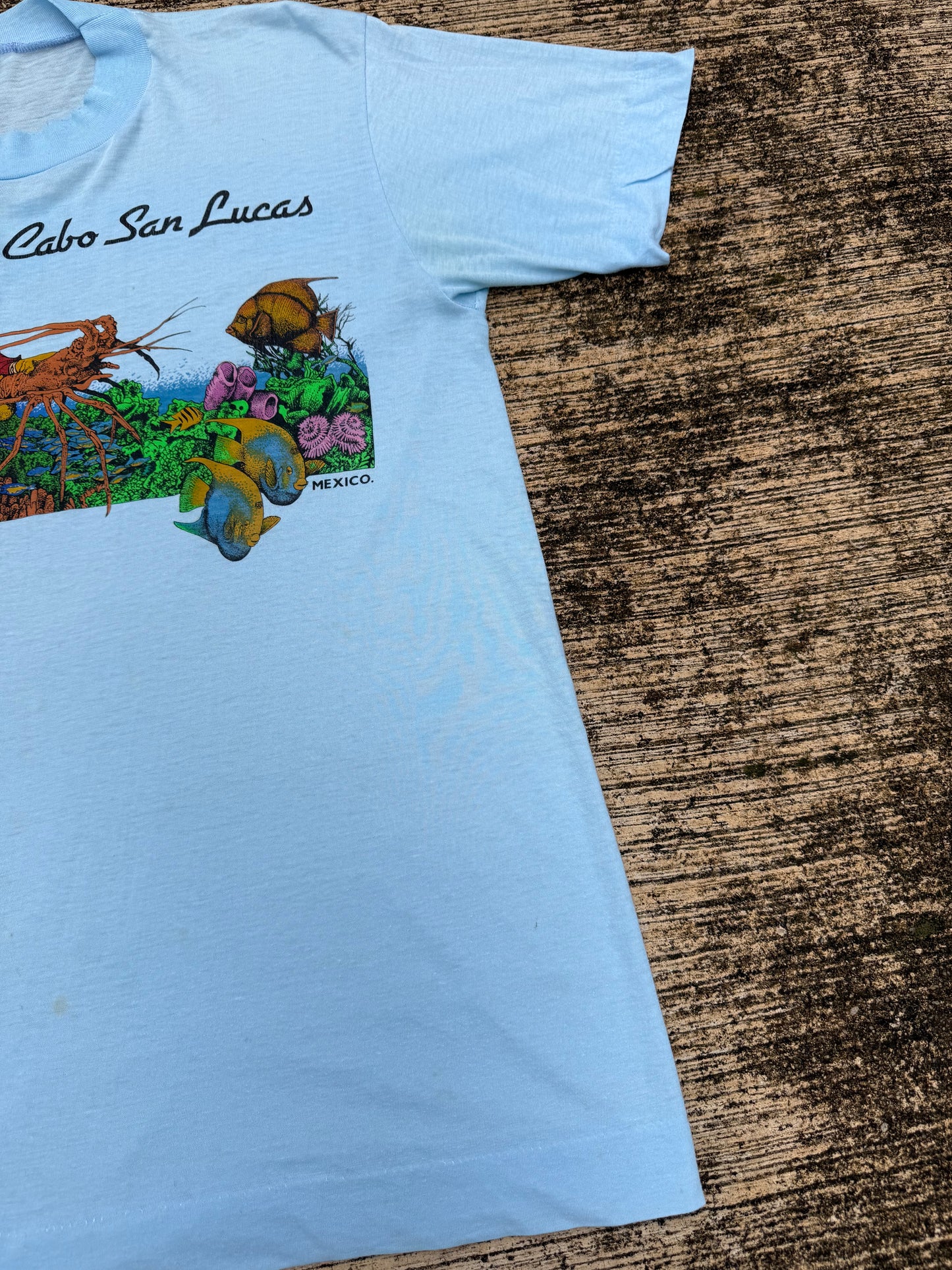 Vintage 80s Cabo San Lucas Mexico Scuba Diving Souvenir T-Shirt