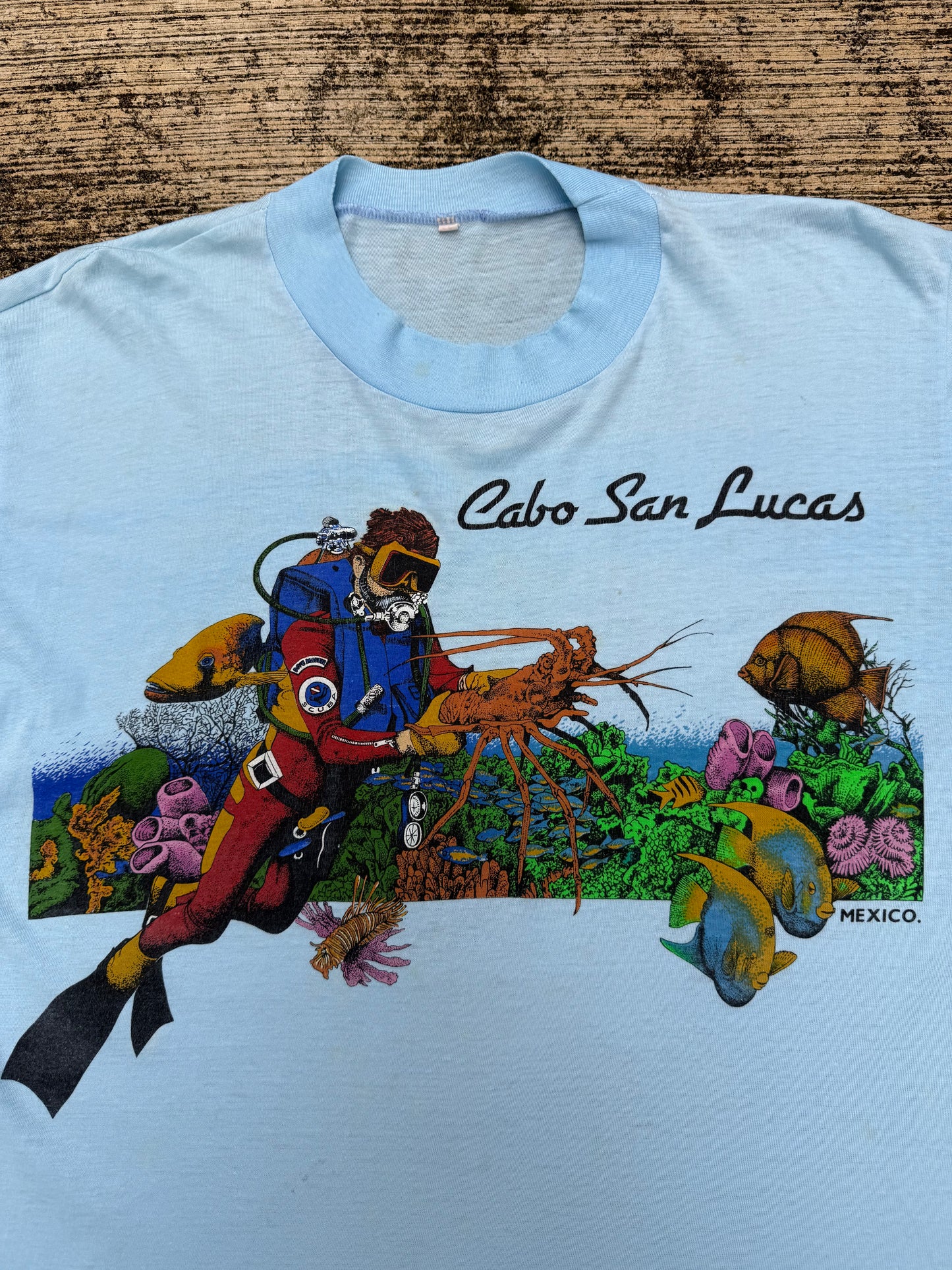 Vintage 80s Cabo San Lucas Mexico Scuba Diving Souvenir T-Shirt