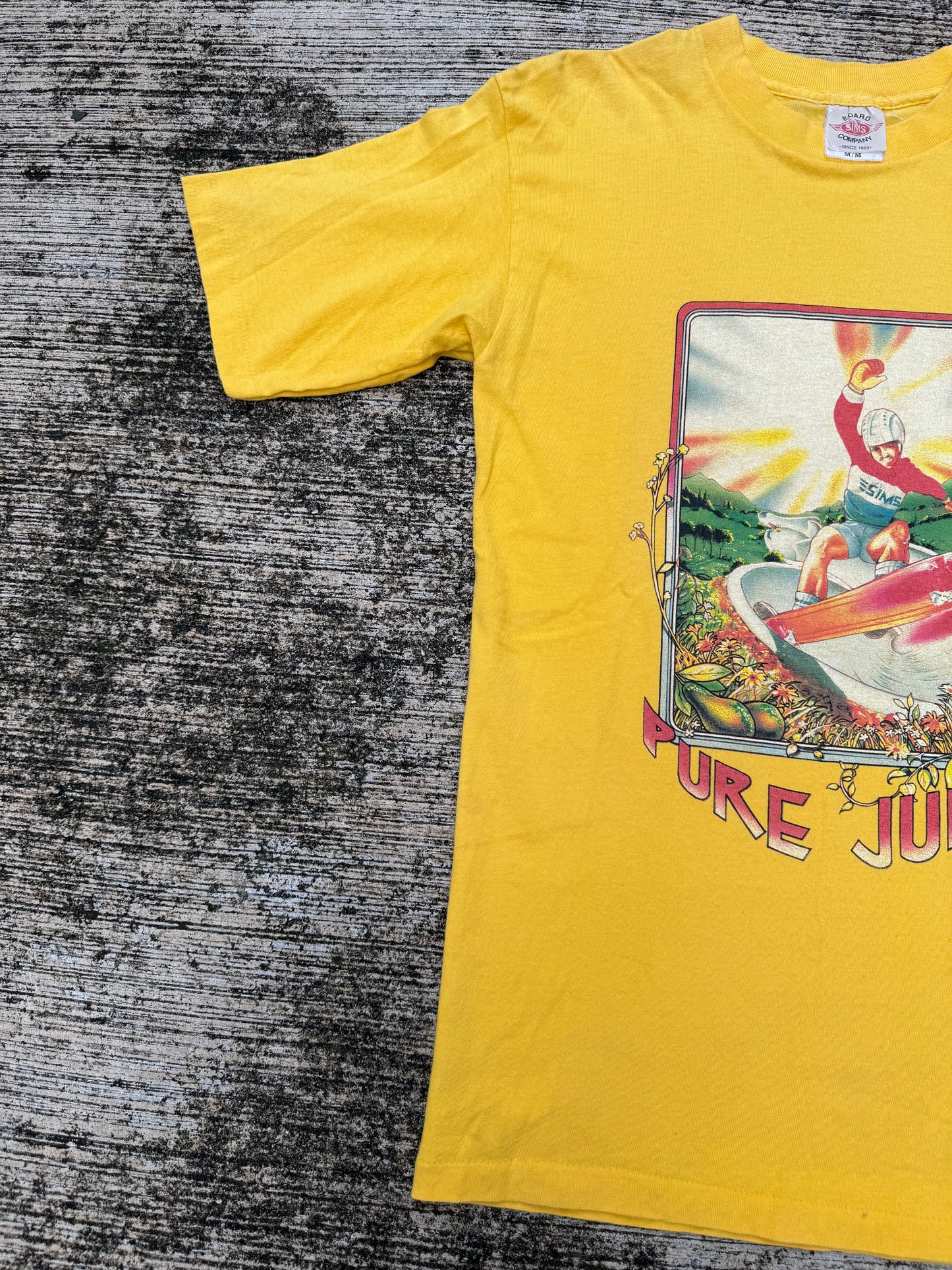 Vintage Sims Skateboards “Pure Juice” T-Shirt – 1970s Skate/Surf Era, Made in USA