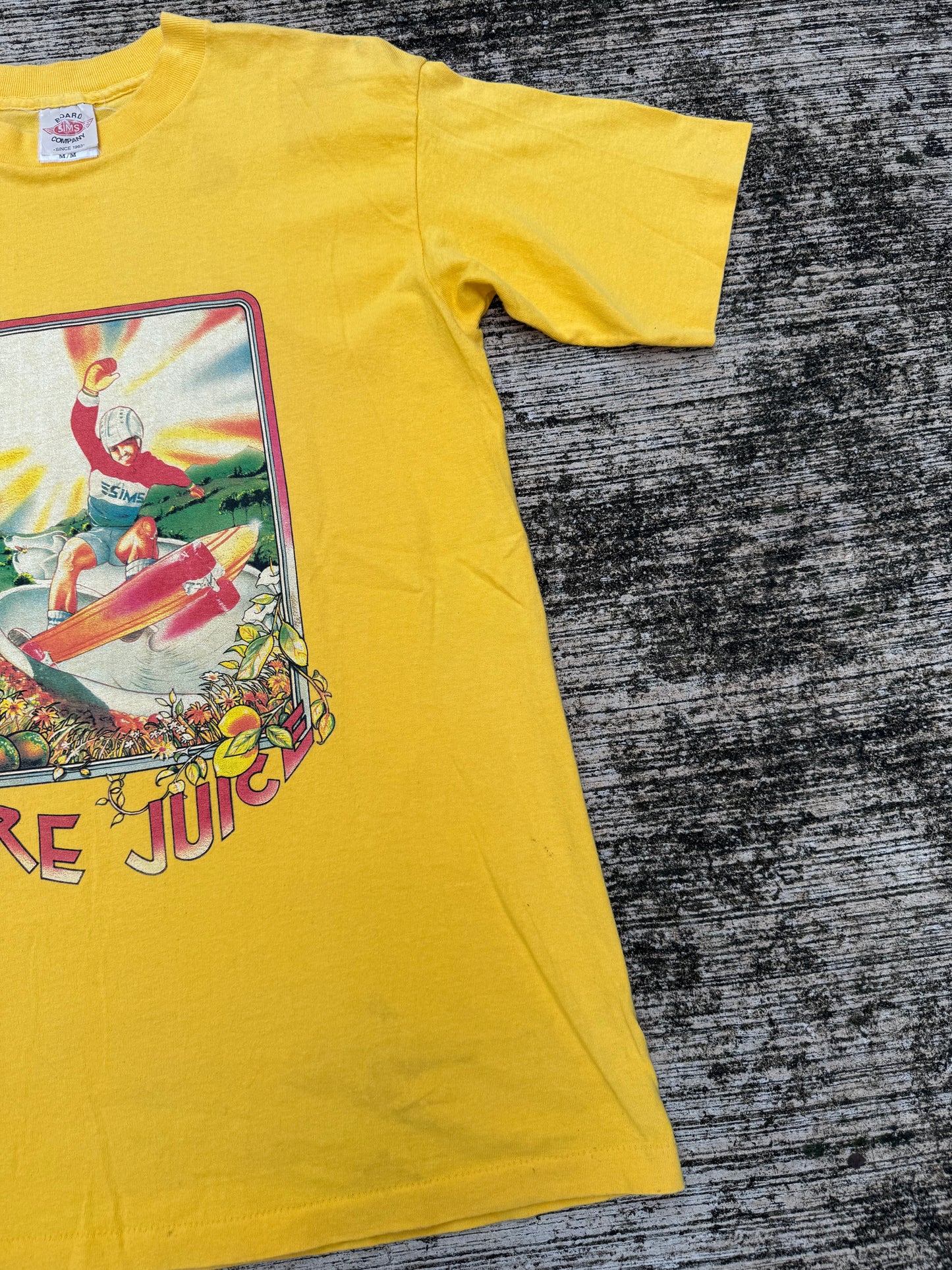 Vintage Sims Skateboards “Pure Juice” T-Shirt – 1970s Skate/Surf Era, Made in USA