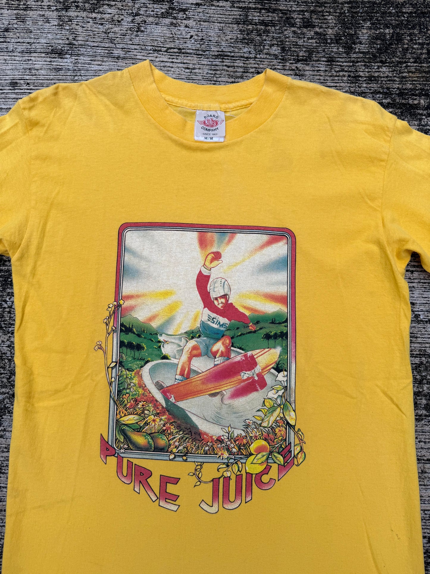 Vintage Sims Skateboards “Pure Juice” T-Shirt – 1970s Skate/Surf Era, Made in USA