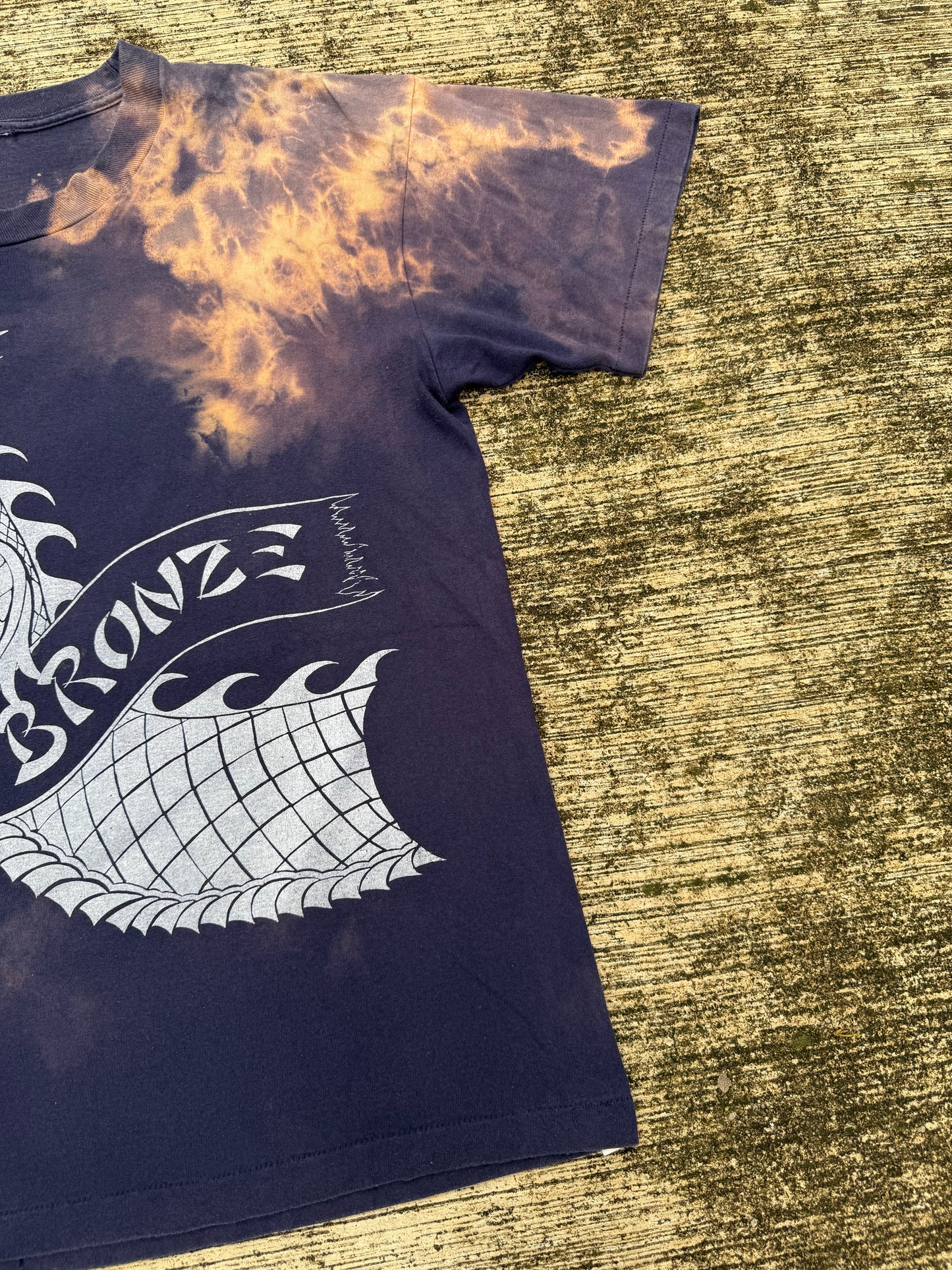 Vintage Bronze Age Dragon Graphic T-Shirt Black Bleach Wash Surf Skate