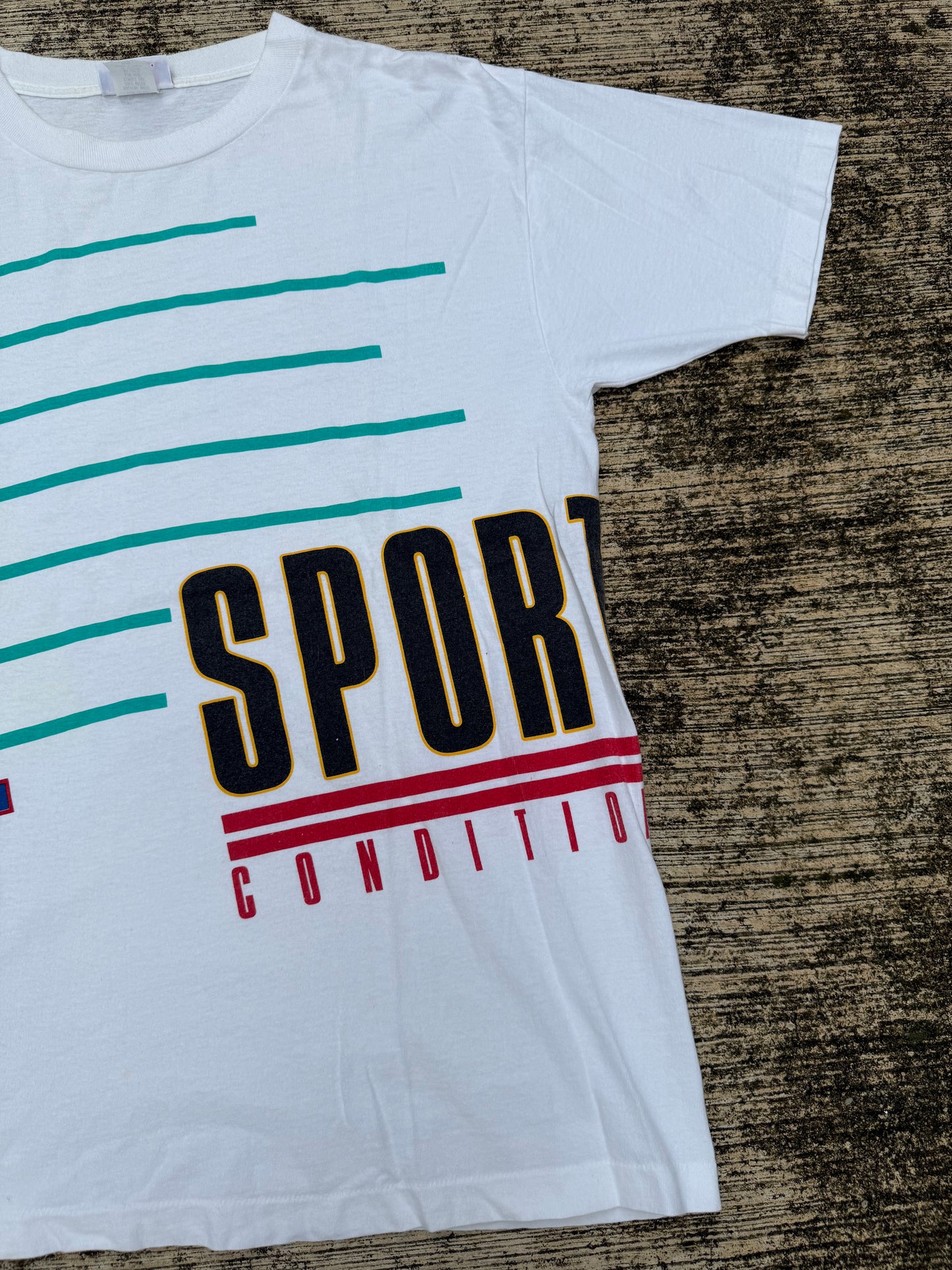 Vintage Reebok Sport Conditioning Tee Made in USA 90s White Graphic T-Shirt