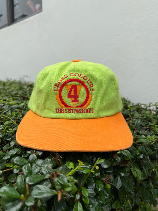 Vintage Cross Colours “The Sisterhood” Snapback Cap – Made in USA 90s Hip Hop Streetwear