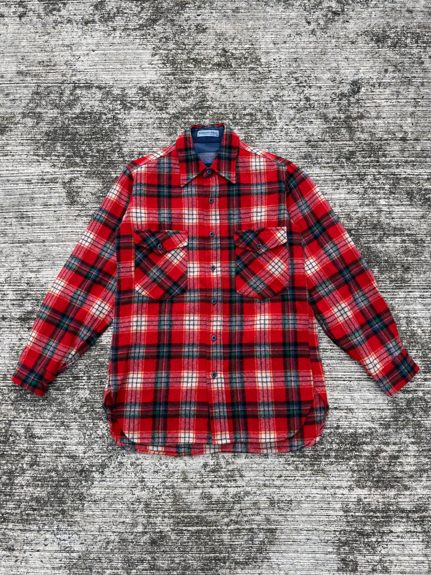 Vintage Pendleton OutdoorsMan Wool Shirt Red Tartan Plaid USA Made
