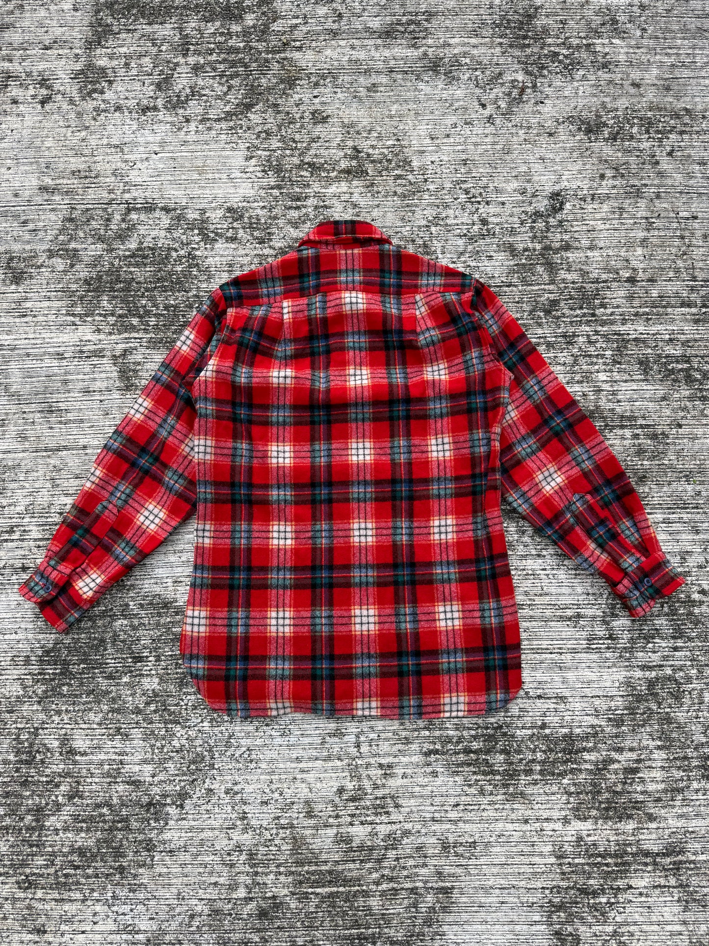 Vintage Pendleton OutdoorsMan Wool Shirt Red Tartan Plaid USA Made