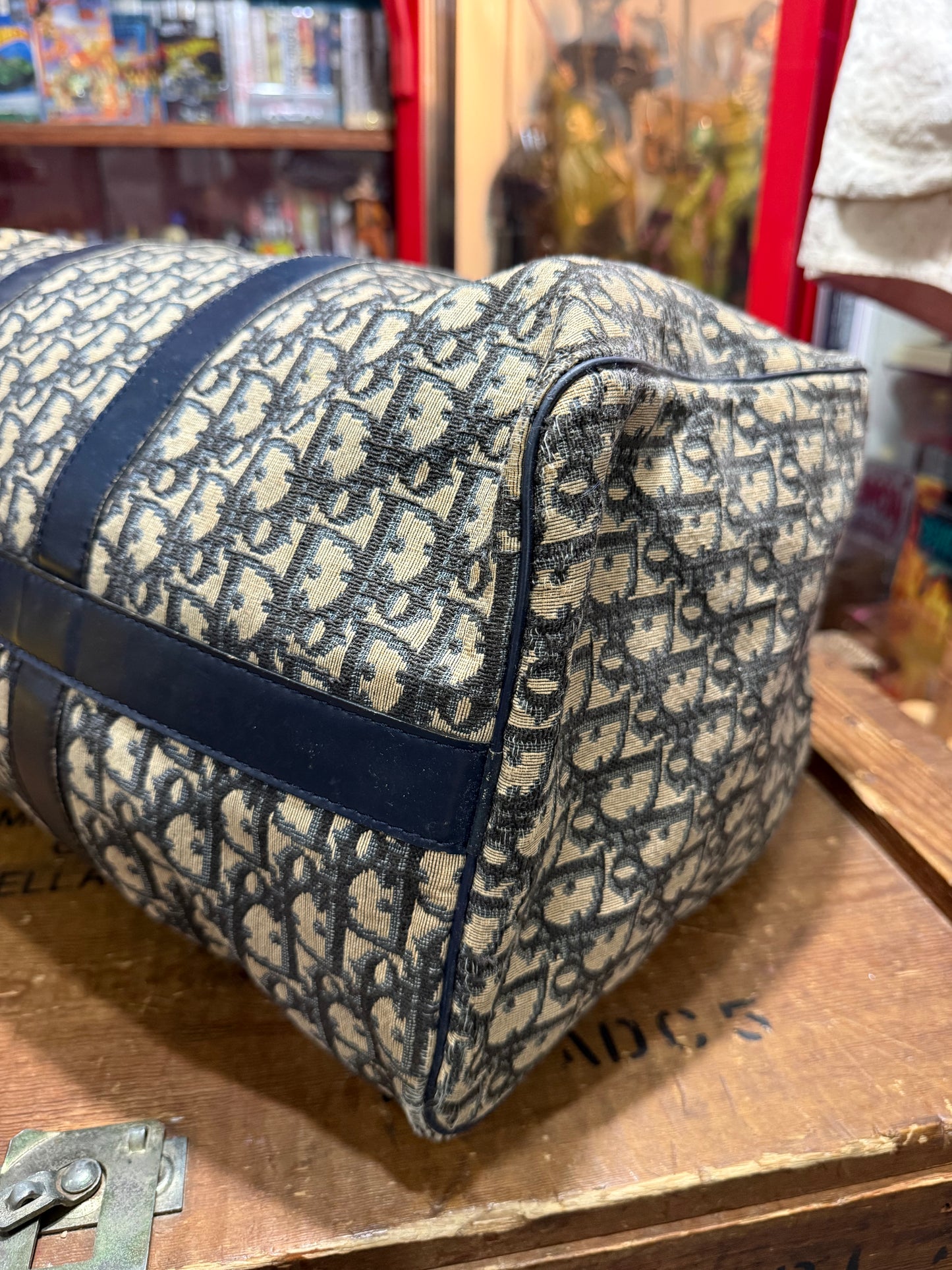 Vintage 1970s/1980s Dior Oblique Trotter Boston Duffle Bag Made In France Monogram Travel Bag