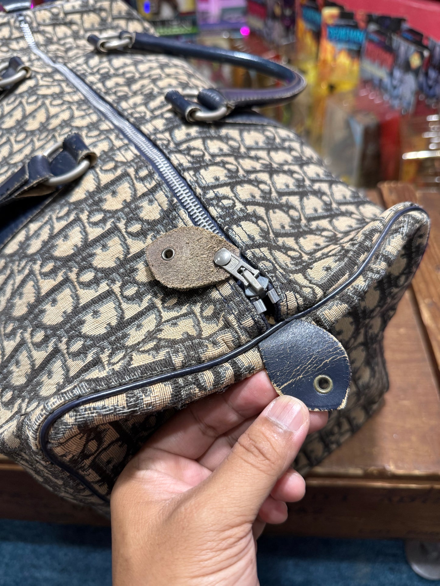 Vintage 1970s/1980s Dior Oblique Trotter Boston Duffle Bag Made In France Monogram Travel Bag