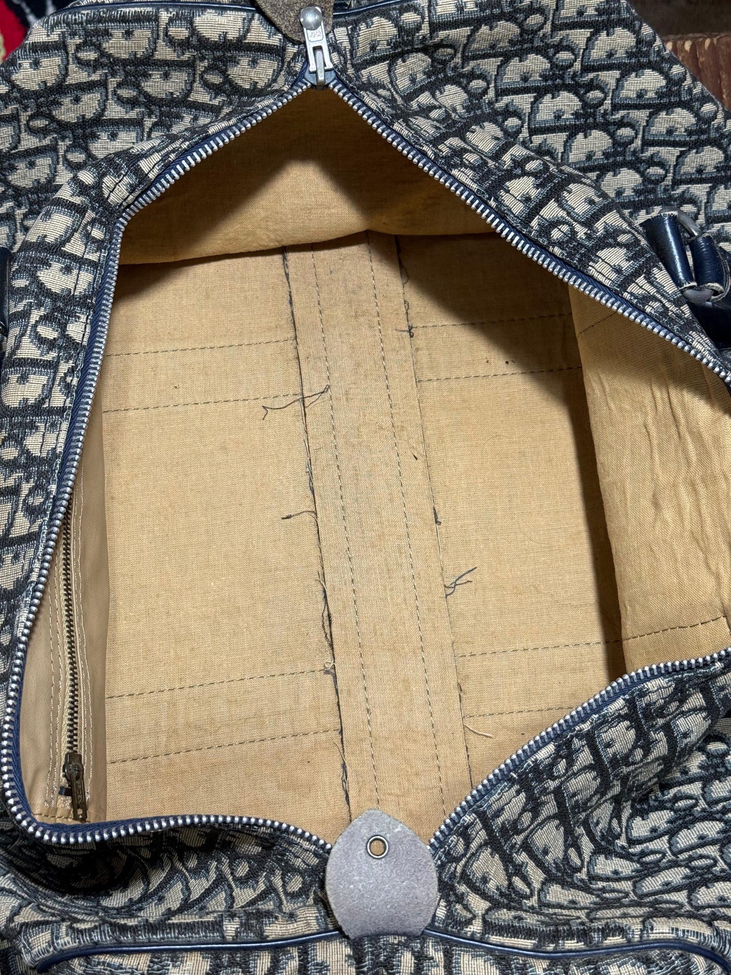 Vintage 1970s/1980s Dior Oblique Trotter Boston Duffle Bag Made In France Monogram Travel Bag