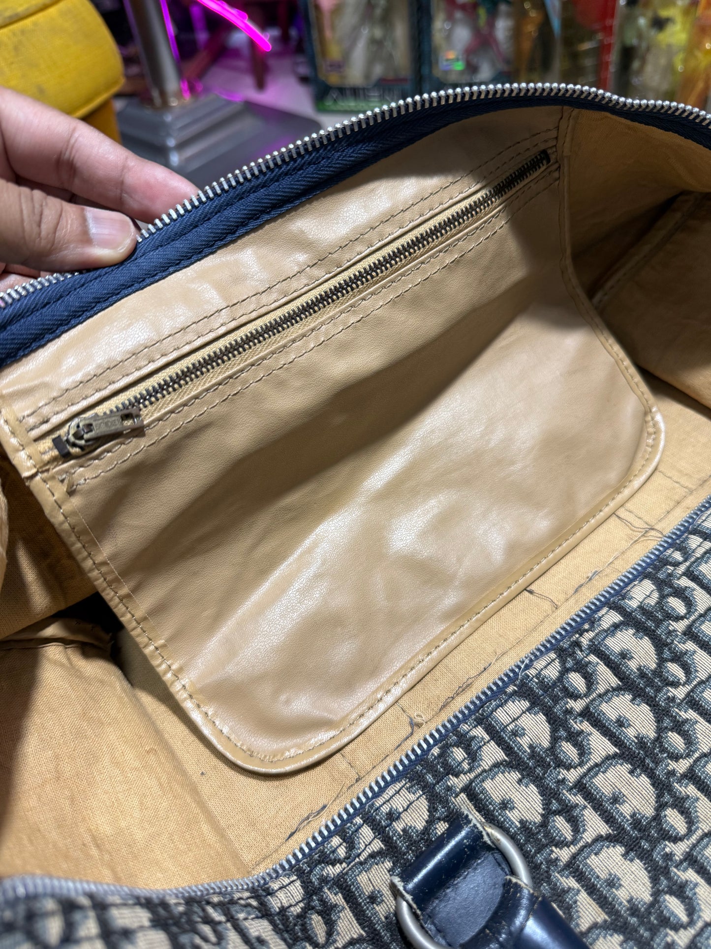 Vintage 1970s/1980s Dior Oblique Trotter Boston Duffle Bag Made In France Monogram Travel Bag