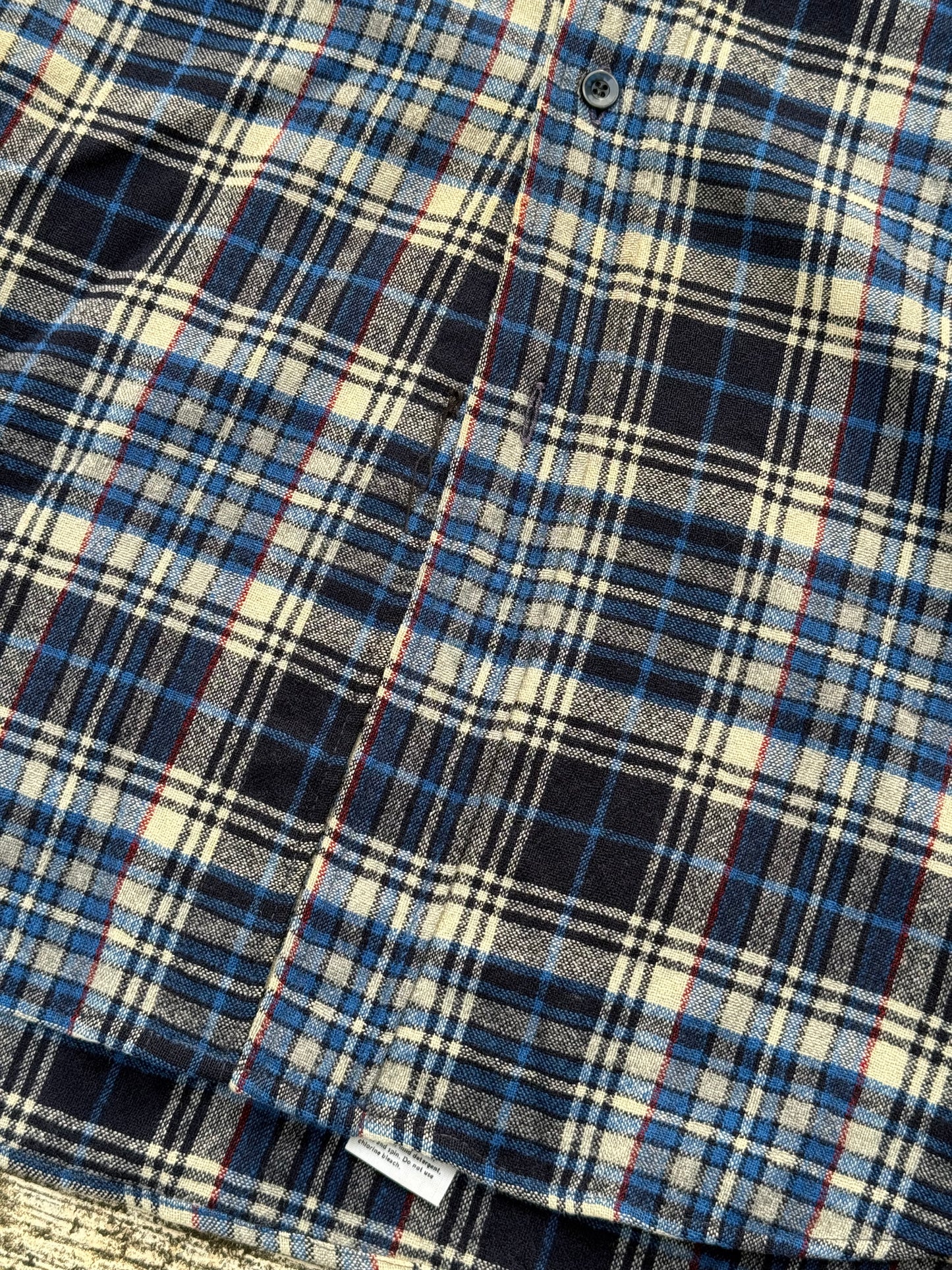 Vintage Pendleton Wool Plaid Shirt Navy Blue Cream USA Made